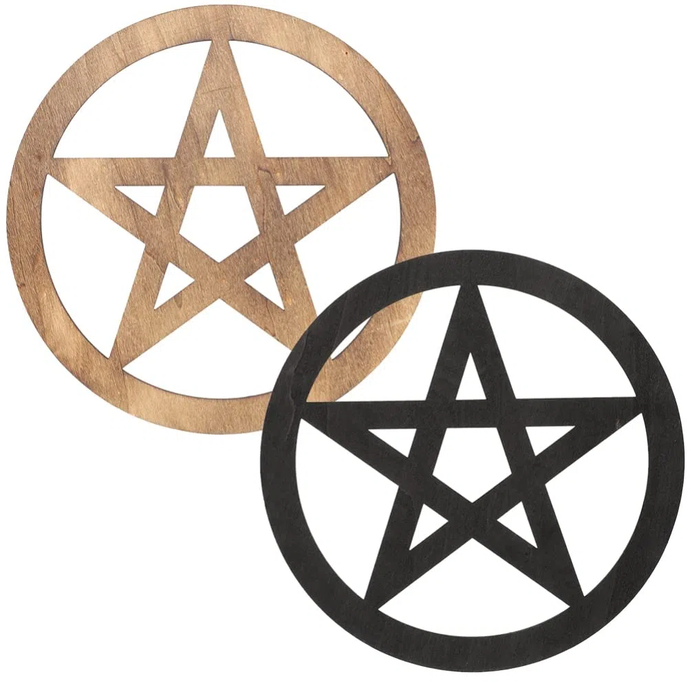 Alipis 2stücke Holz Pentagramm Wanddeko Ritual Ornament Mit Geschnitztem Design Für Altäre Vielseitig Als Untersetzer Und Dekoration Für Zuhause Büro Restaurant Und Mehr
