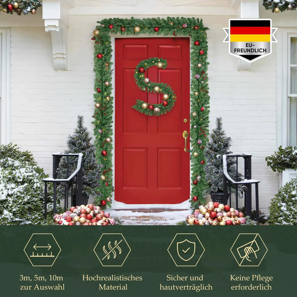 SALCAR Weihnachtsgirlande 3m – Künstliche Tannengirlande für Innen & Außen, Tannenzweiggirlande als Weihnachtsdeko, Wiederverwendbar & Wetterfest