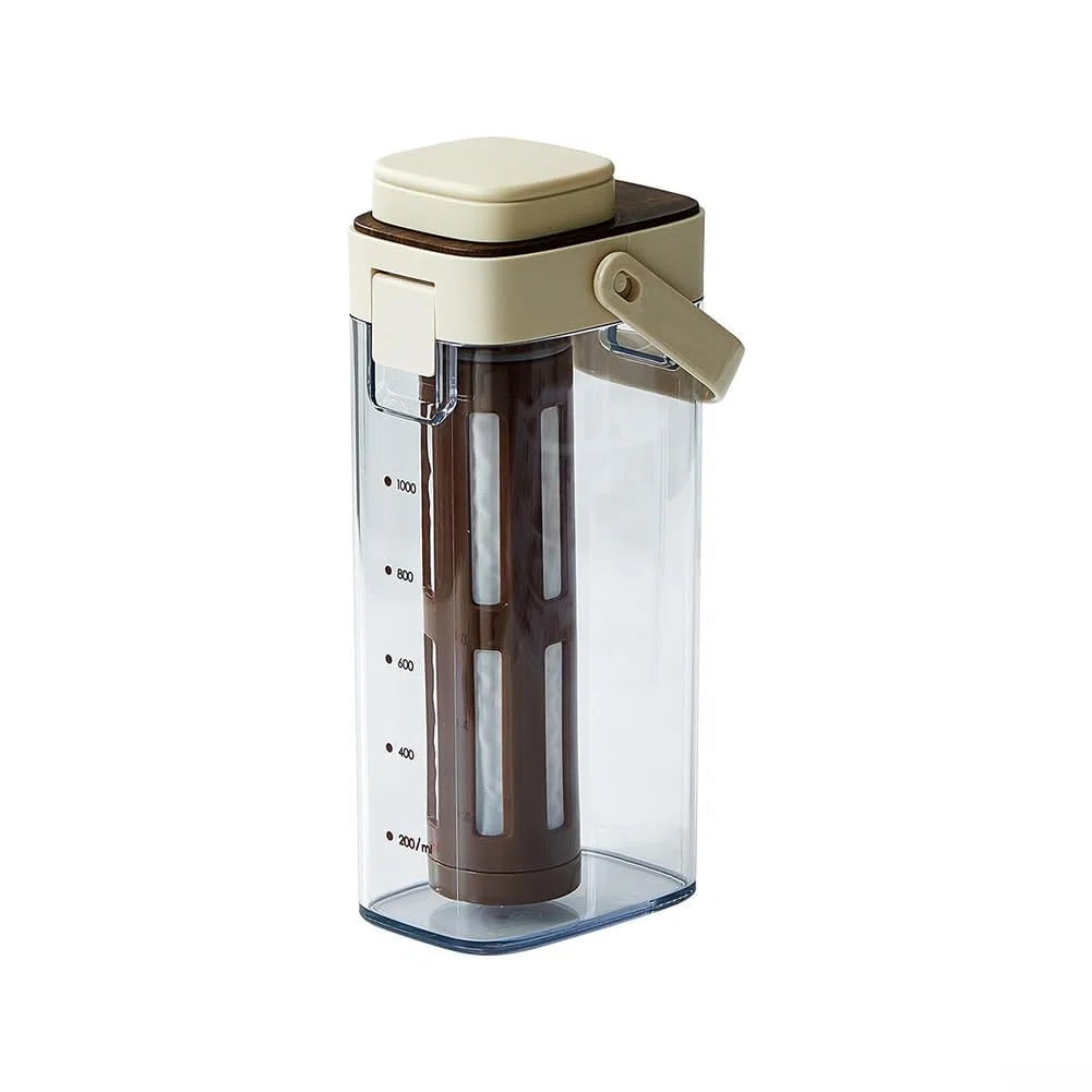Cold Brew Kaffeemaschine, tragbare Glaskaraffe mit abnehmbarem Netzfilter für Eistee, Zuhause, Camping, Reisen (gelb)