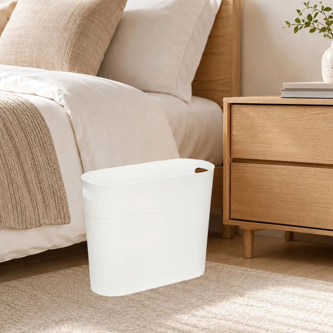 Caxmtu Mülleimer Papierkorb Abfalleimer Badezimmer Papiereimer Höhe 27 cm 10 L Schlanker Mülleimer mit Griff für Zuhause Küche Badezimmer Schlafzimmer Büro, aus Kunststoff, 2 Stück (Weiss)