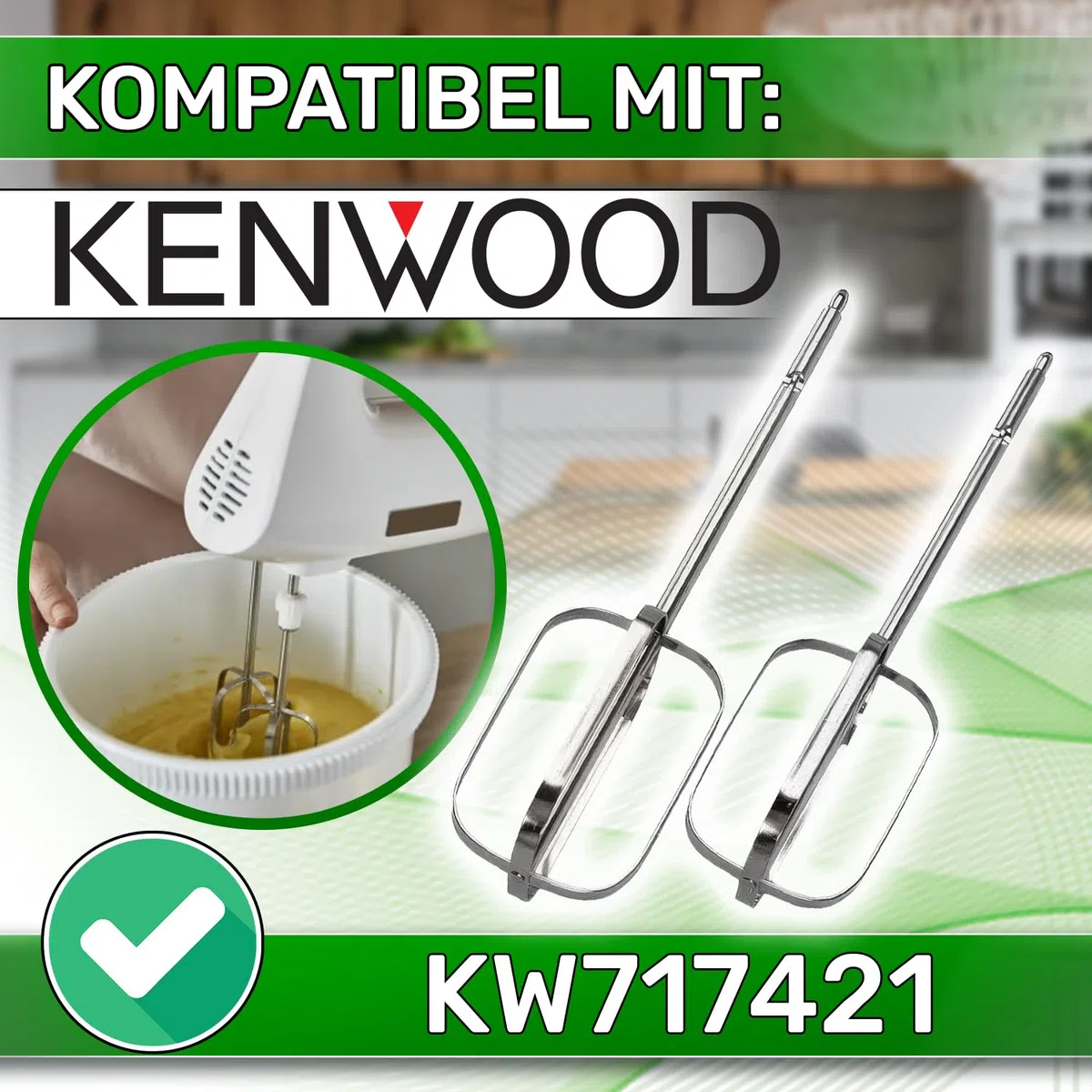 ONIX TECH 2 Stück Rührbesen für Handmixer mit dem Originalcode KW717421 für Kenwood - Garantie 5 Jahre