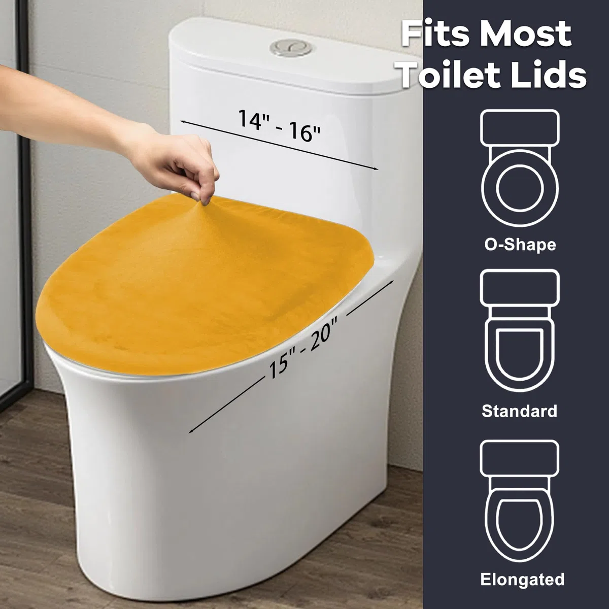 2-teiliges WC-Deckel-Set, Stretch-Samt WC-Sitzbezug fürs Badezimmer, ultraweicher WC-Deckel Luxus-Samt maschinenwaschbar, passend für die meisten runden, länglichen und rechteckigen Deckel