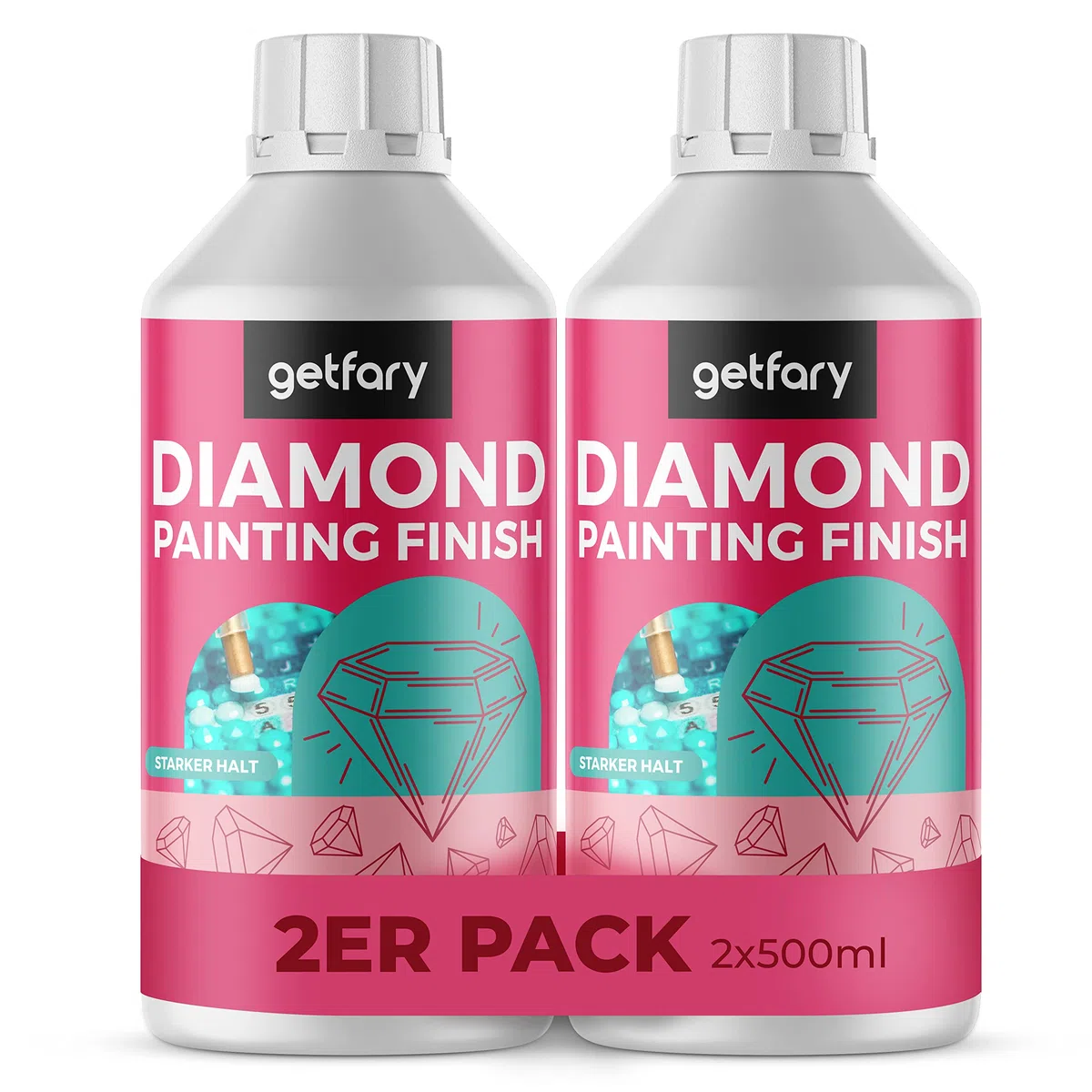Diamond Painting Finish 2X 500ml - Transparente Diamant Painting Versiegelung für bis zu 32 Bilder (50x50cm)