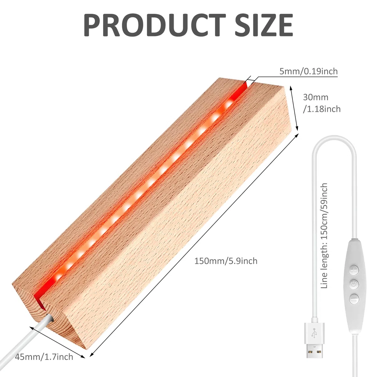 BORDEAG 4 Stück Led Lichter Display Basis, Led Lichtsockel, Led Sockel Holz, 7 Farben Rechteckige Lichter Display Basis, Holz Led Lichtsockel, Led Holzsockel, Für Glasblock, Kristalle, Glas