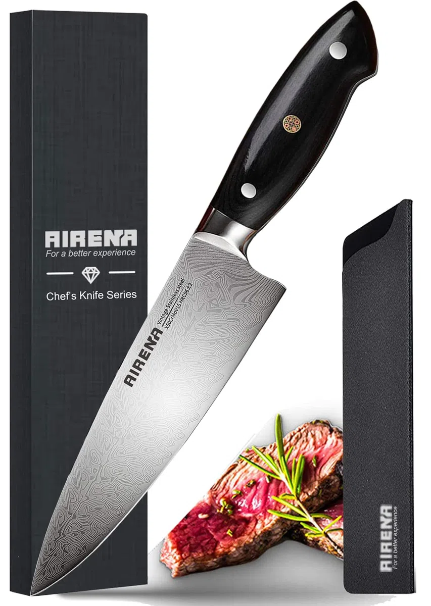 Kochmesser Profi Messer - Küchenmesser 20cm Kochmesser Kohlenstoffreicher Stahl - Extra Scharfe Messerklinge mit Ergonomischer Griff, Beste für Home Kitchen