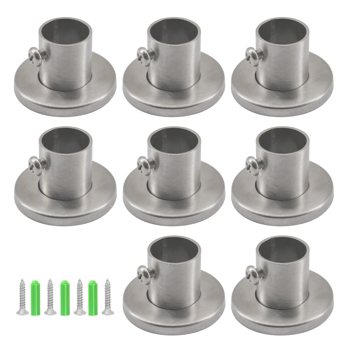 19 mm Wandhalterung, Rohrhalterung, 304 Edelstahl, Stangenflanschhalter, Stangenendstütze, Endhalterung für Schrank, Kleiderschrank, Duschvorhangstange, 8 Stück