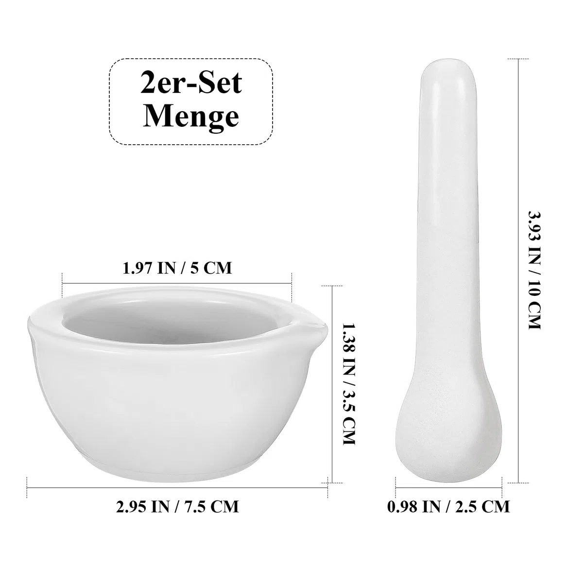 ULTECHNOVO 2 Stück Mörser mit Stößel klein Sets - ⌀ 7,5 cm - kleiner Steinmörser zum Mahlen von Gewürzen Nüssen Medikamenten - Einfache Reinigung - manueller Küchenutensilien