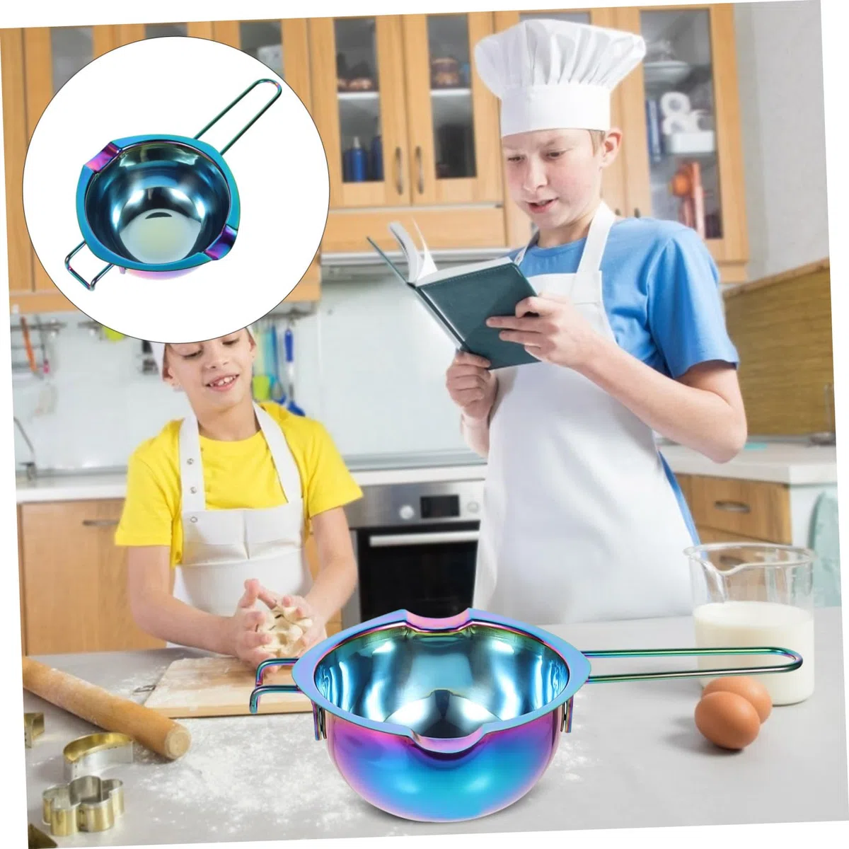 PRETYZOOM Schmelzschüssel und Backen aus Edelstahl mit Verlängertem Griff Leicht zu Reinigen zum Schokolade Schmelzen in Küche