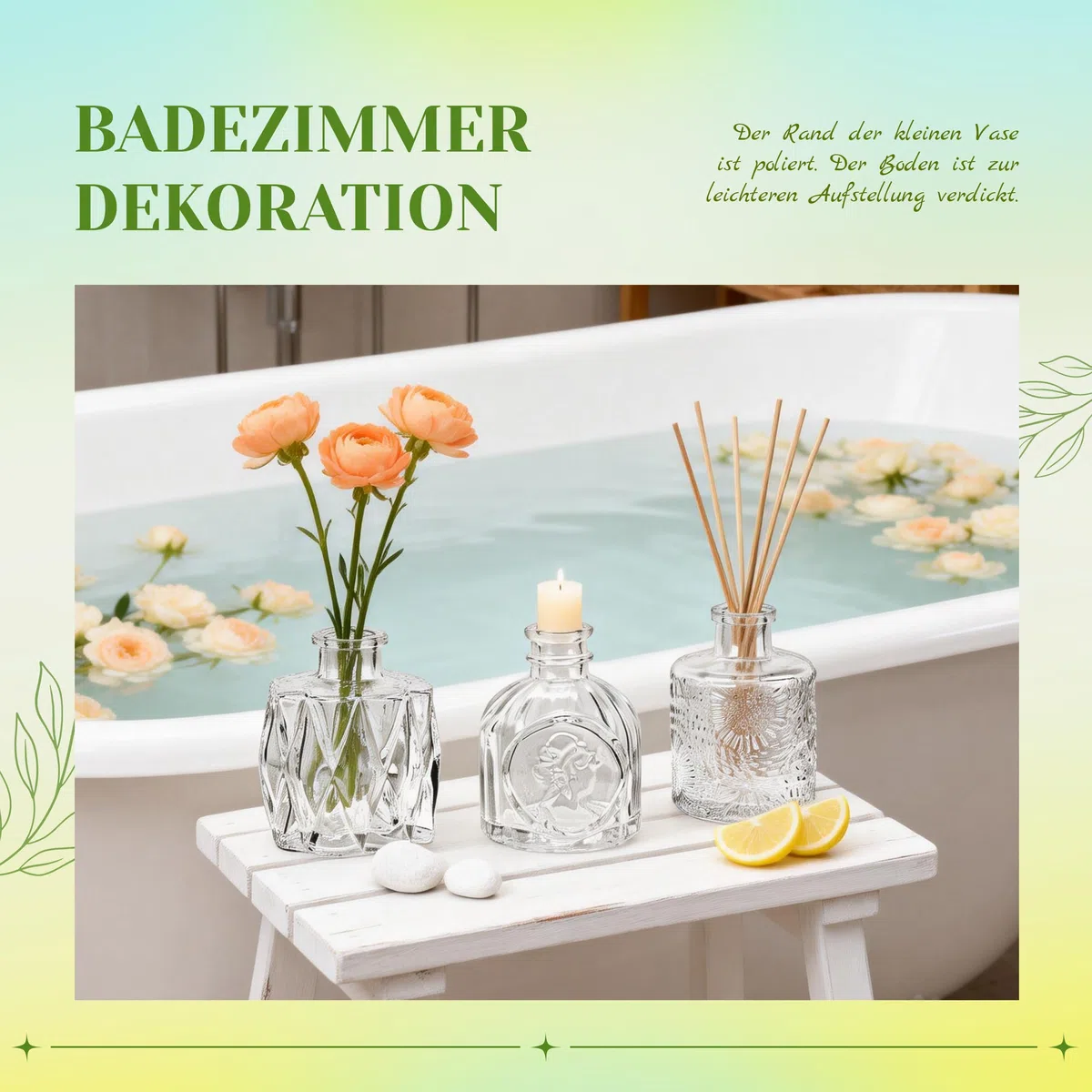Der Rose Blumenvase Set, 12 Stück kleine Vasen für Tischdeko, mit elegantem Ätzmuster, ideal für Hochzeitsdeko und Party Deko