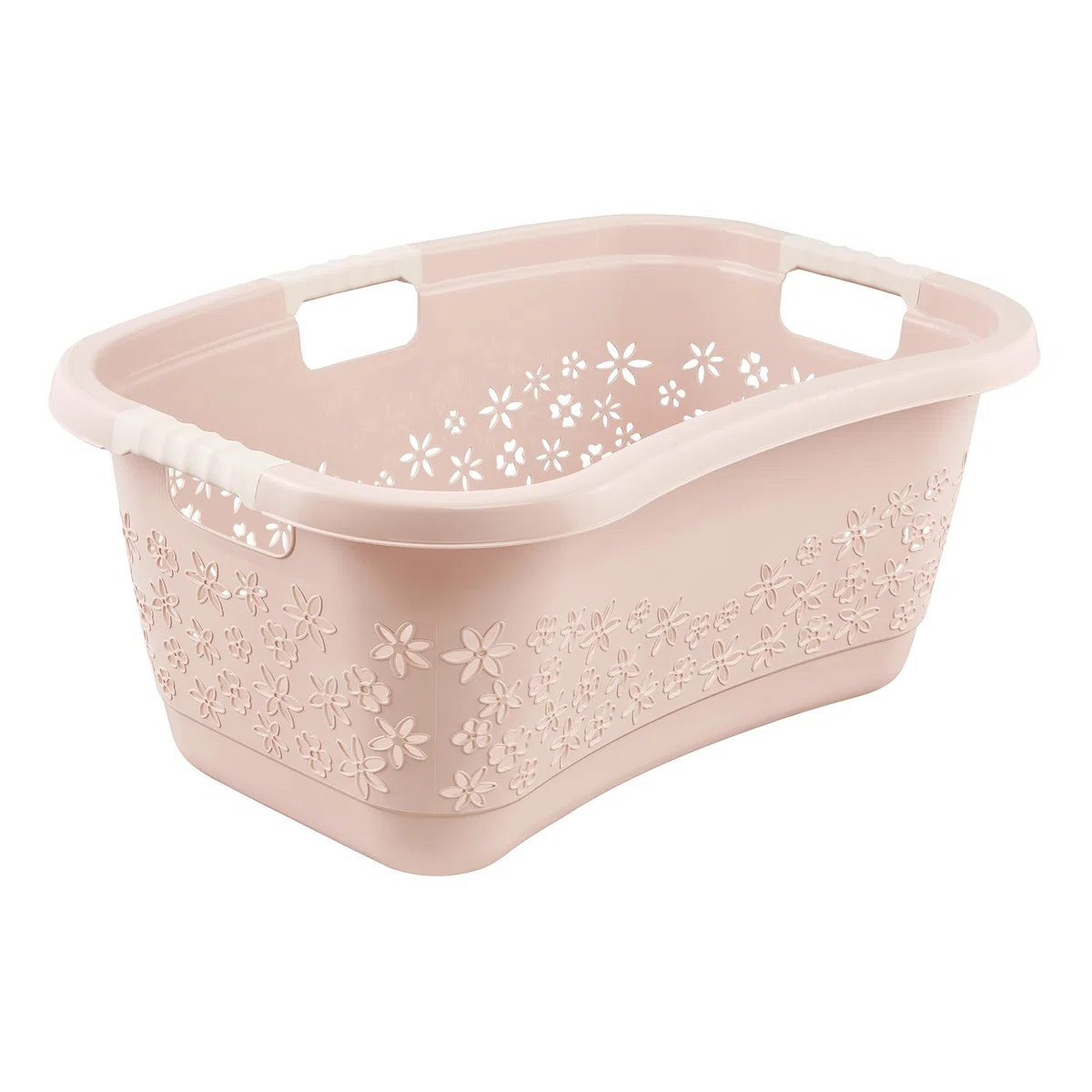 keeeper Ergonomischer Wäschekorb mit luftdurchlässigem Dekor, Anti-Rutsch-Softgriffe, 50 l, Lasse, Nordic Pink