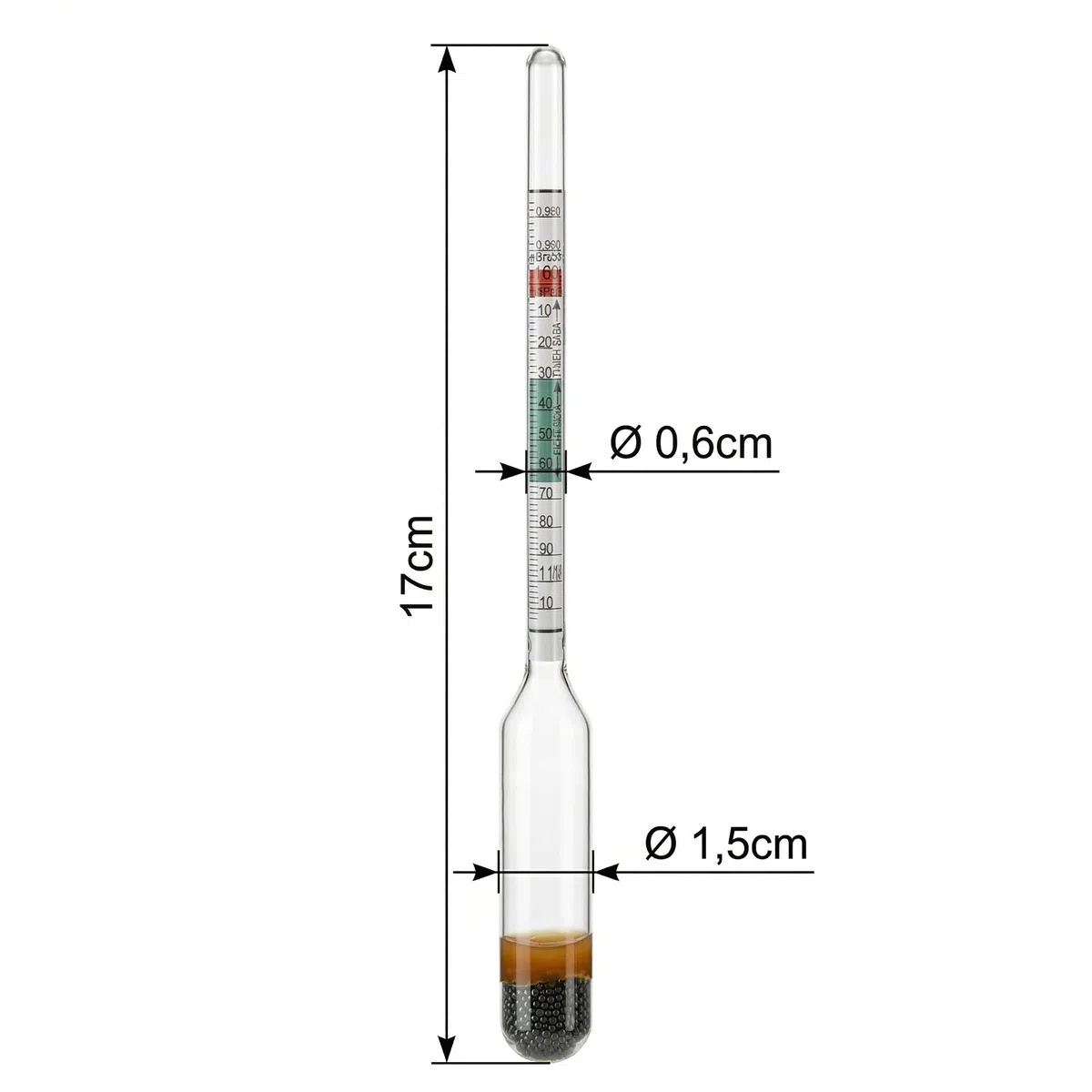 Lantelme Bier Aräometer Bierspindel aus Glas 17cm | Messpindel zur Bestimmung von Stammwürze Zuckergehalt zum Gärverlauf | für Bierherstellung Hobbybrauer | Deutsche Herstellung