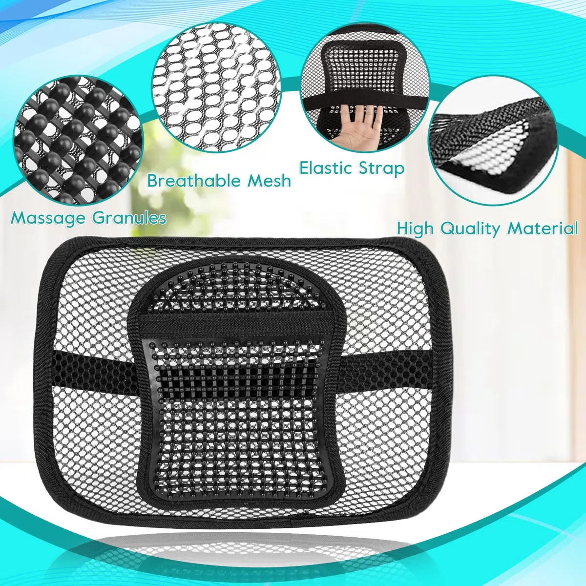m zimoon Lordosenstütze Mesh, Atmungsaktiv Lordosenstütze Stuhl mit Massage-Knoten, Lendenkissen Rückenstütze Taille Rückseite Lendenwirbelstütze für Auto, Bürostuhl, Büro und Arbeit