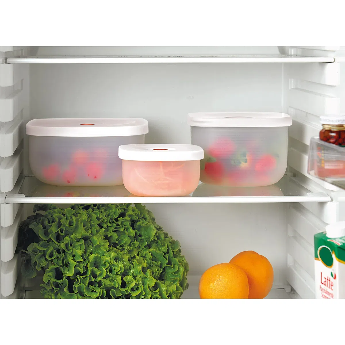 Guzzini - Kitchen Active Design, SAVE IT Vakuumbehälter Flach (M) - Weiß, 16,3x16,3xh8 cm | 975 cc - 11850111