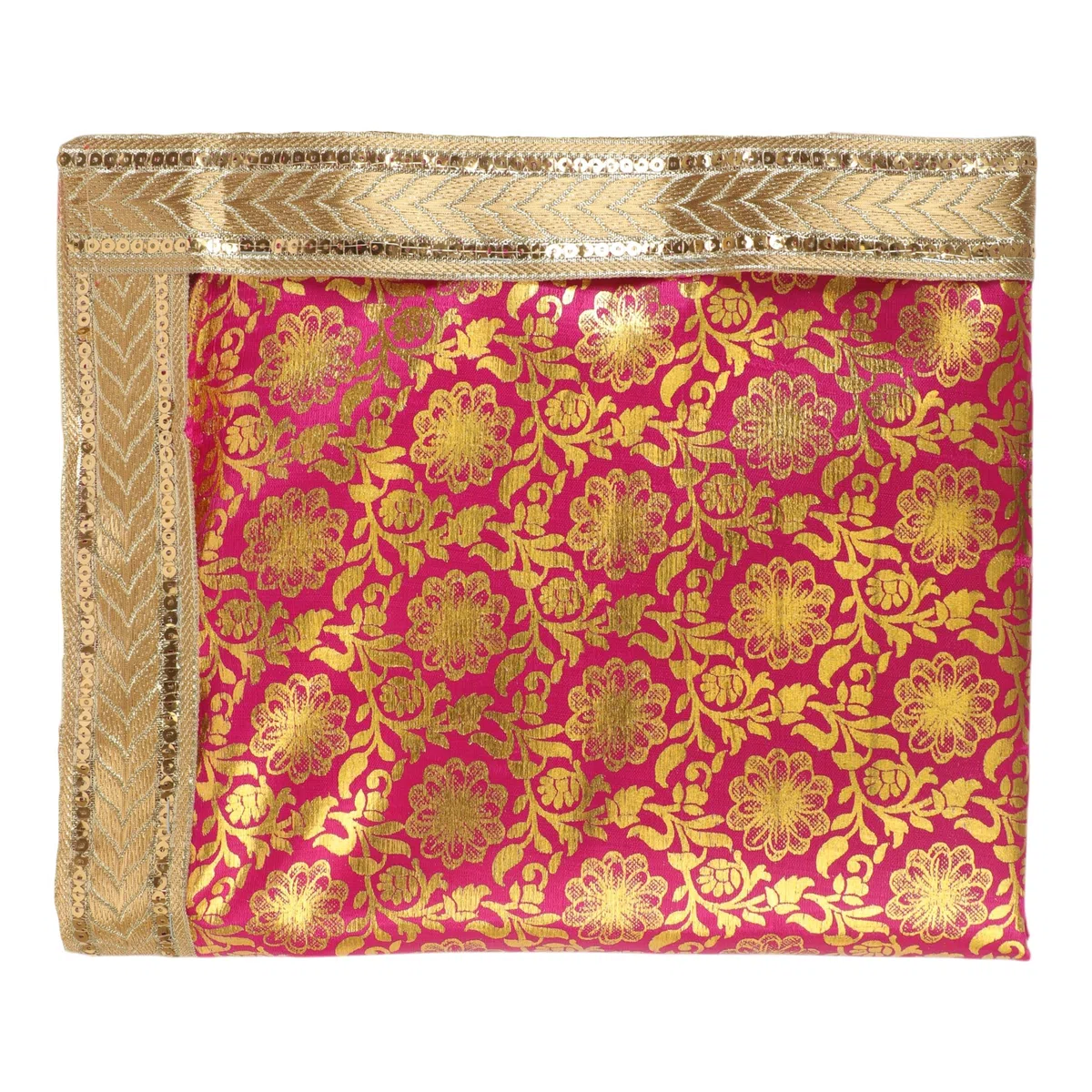 Decorative Mat Aasan Chunari Backdrop Pooja Cloth Chunni (Size:- 36" x 36") Indian Traditional Festival Laxmi Poojan Navratri Decorations MATA Ki Chunri for Statue Chowki Aasan Mat Home Decor(Pink)