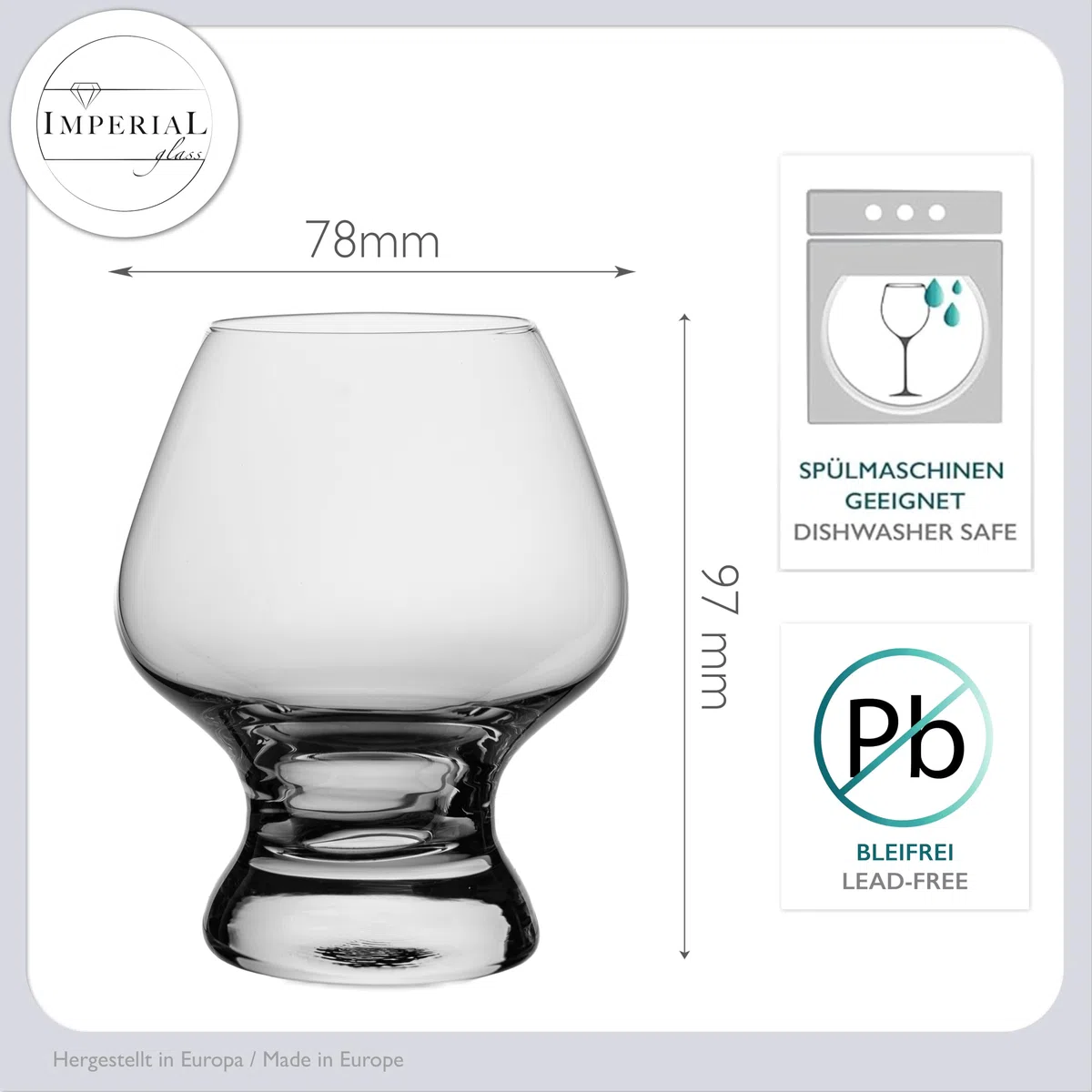 4er Set Tasting Glas 220ml Nosingglas Degustationsglas aus Glas - Cognacglas Whiskyglas spülmaschinenfest