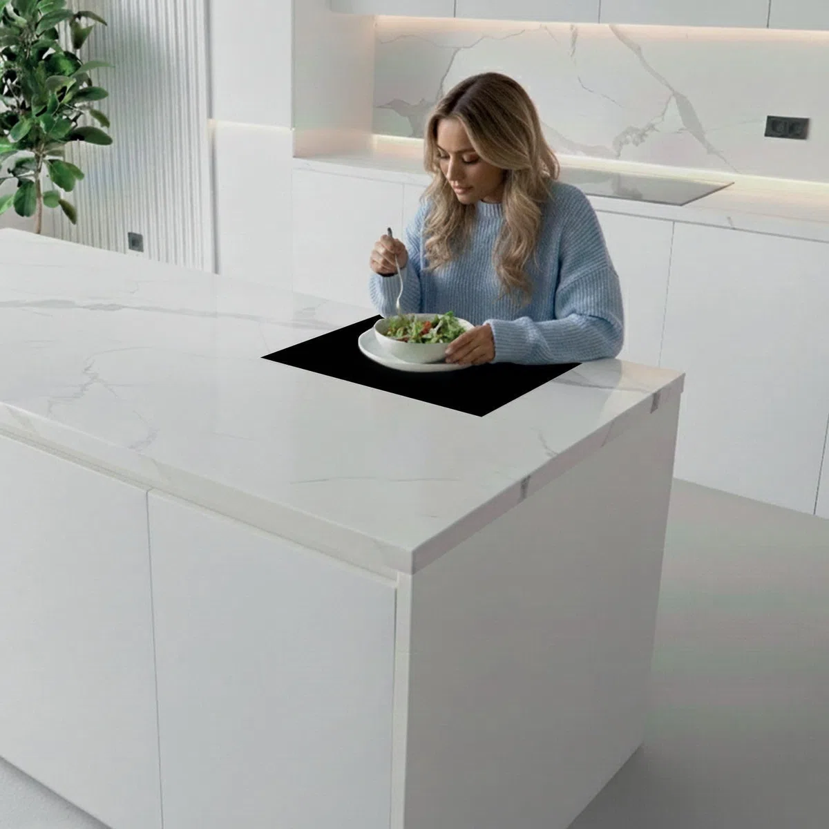 Herdabdeckung Glas Schwarz 1 Teilig 60x52 – Gehärtetes Glas Schneidebrett & Ceranfeld Abdeckplatte – Hochglanz & Blickdicht – Schutz für Induktion, Ceran