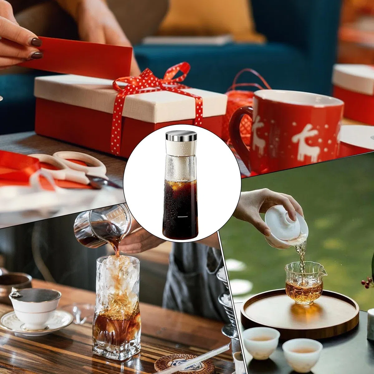 Cold Brew Kaffeebrüher | Press-Kaltbrüh-Kaffeekanne - Mit Abnehmbarem Siebfilter & Luftdichtem Verschluss Für Haushalt, Studio, Büro Und Café