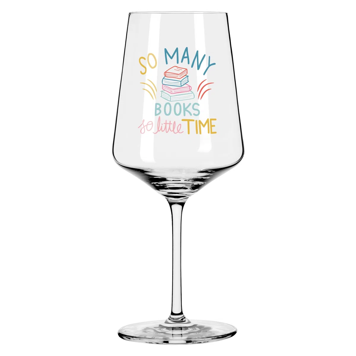 RITZENHOFF 8271001 Cocktailglas 500 ml - Serie Bücher - mit Spruch So many books, so little time, bunt - Made in Germany