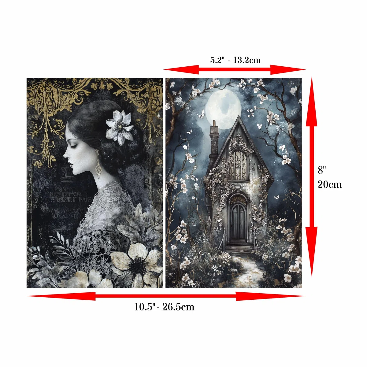 Viktorianisches Gothic-Reispapier, 20 x 26,5 cm (6 Blatt) – 6 x Decoupage-Papier für Collage, gemischte Medien, Kartenherstellung und Basteln, Decoupage von CRAFT KREATIVELY