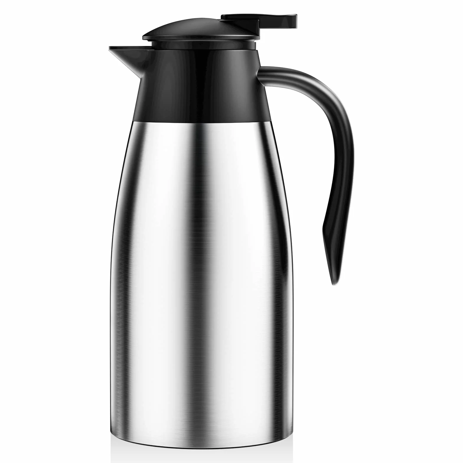 Uootach Thermokanne Isolerkanne 2 Liter, 304 Edelstahl Isolierte Isolierkanne, 24 Stunden Wärmedämmung, für Wasserkocher, Teekannen und Kaffeemaschinen zum Warmhalten von Getränken (Silber)