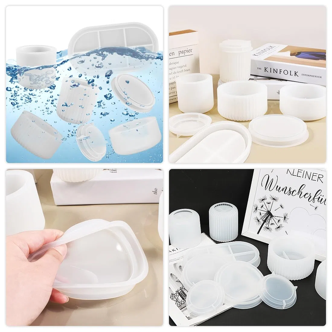 5 Stück Silikonform Vase, 4+1 Paletten, Silikon Gießformen mit Deckel, DIY Vase Resin Formen, Silikonblumentopf zur Vasenherstellung