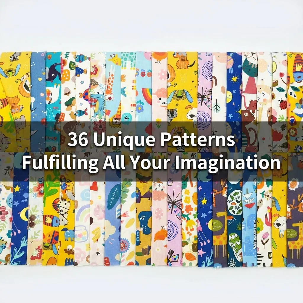 40 Stück Jelly Roll Stoffstreifen zum Quilten und Nähen - 6,6 cm vorgeschnittene Baumwollstoffstreifen im Blumenmuster, perfekt für Quilten und DIY-Nähzubehör (Tiere)