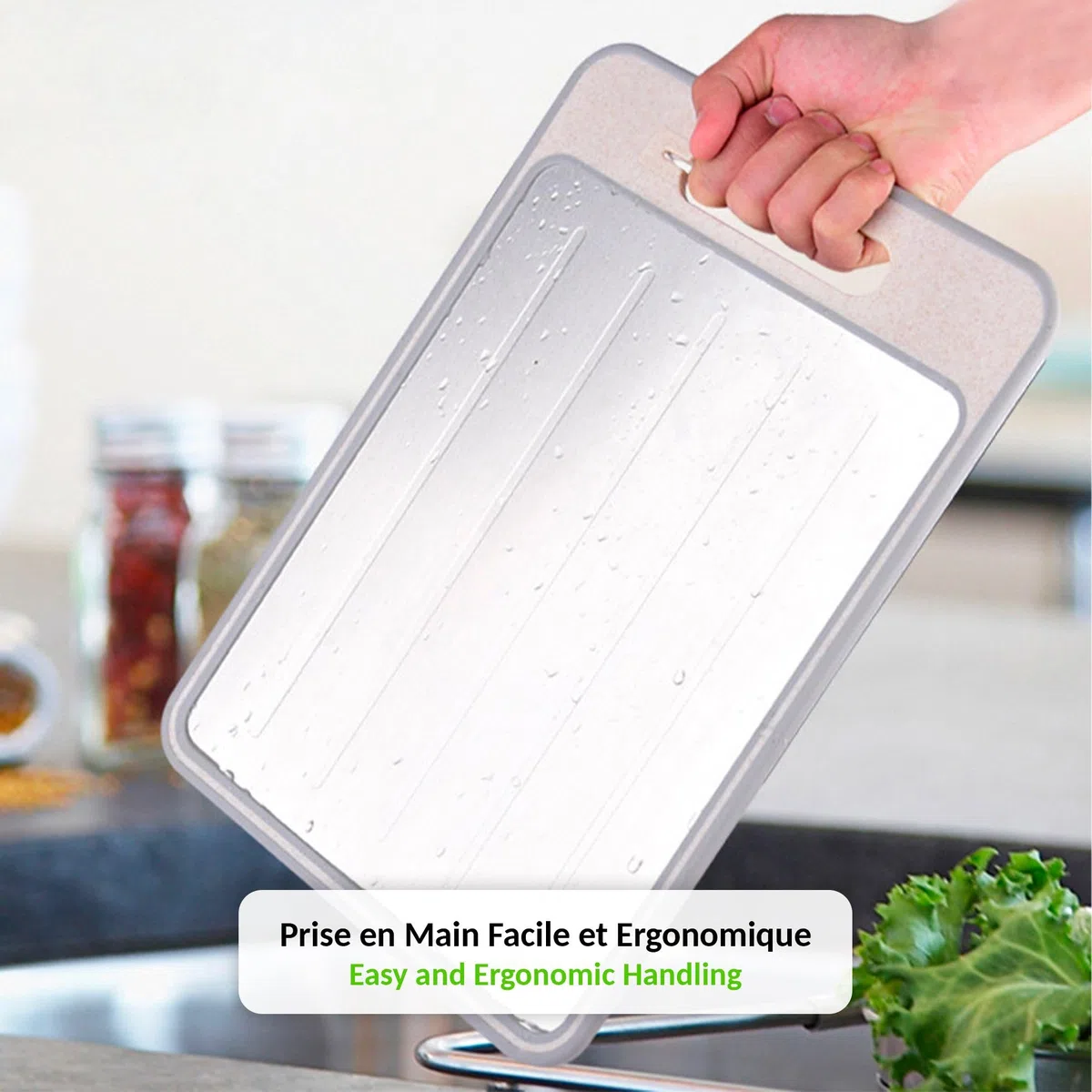 FISHTEC - 4 in 1 Auftaubrett - Vorderseite zum Auftauen, Rückseite zum Schneiden, Oberfläche zum Rasieren, Messerschärfer - Vielseitig und Praktisch - Aluminium