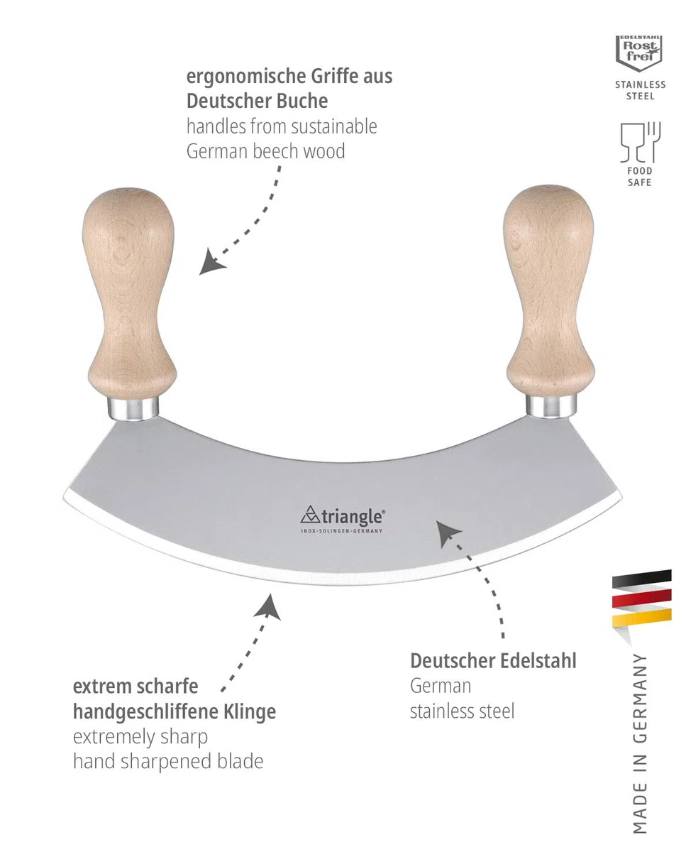 triangle Wiegemesser 17,5 cm, einschneidig mit Holzgriff Made in Solingen/Germany