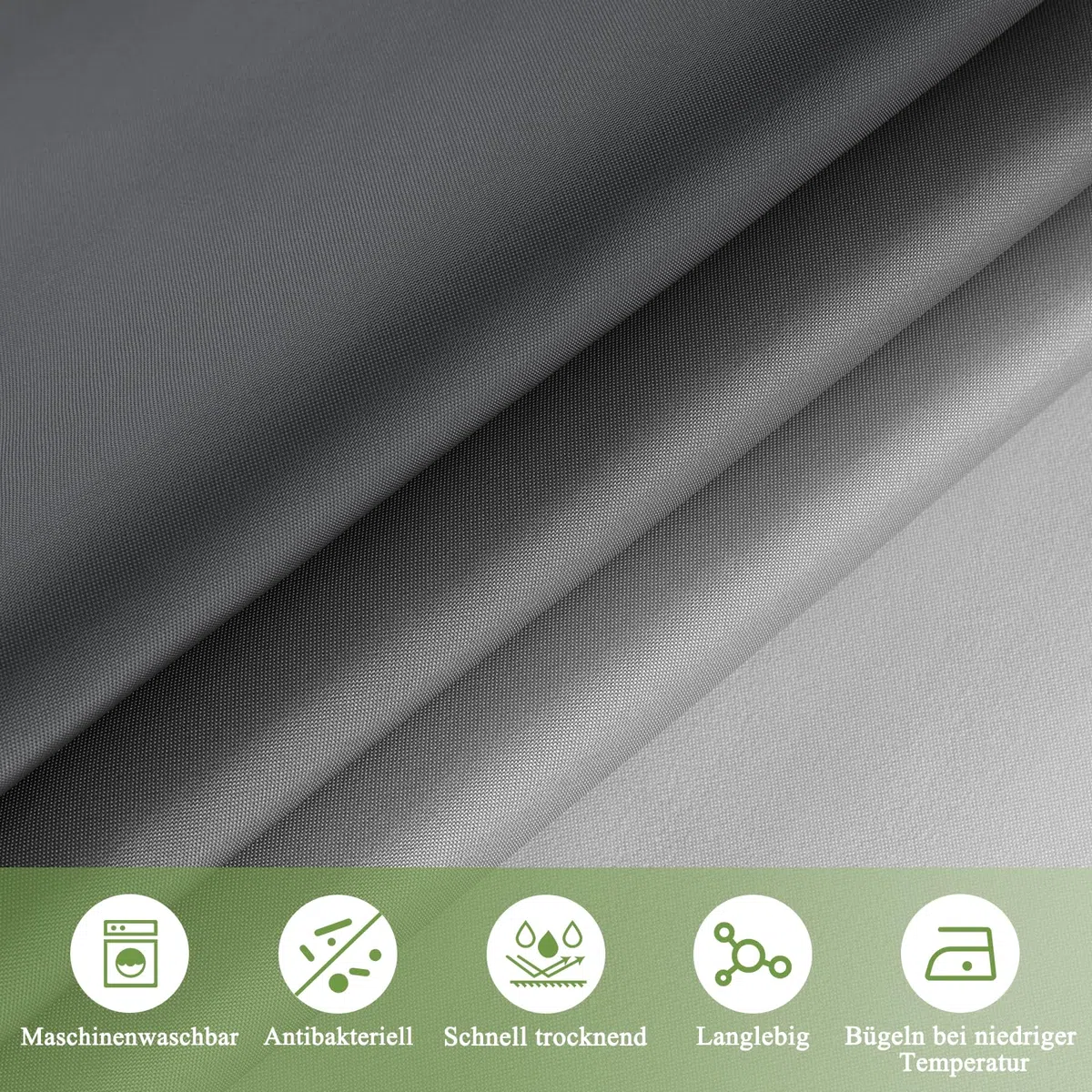 AooHome Duschvorhang 180X200cm Textil, Grau Duschvorhänge 120g/m² Farbverlauf Badvorhang Wasserdicht Waschbar Antischimmel mit 12 Duschvorhangringen(Weiß nach Schwarz)