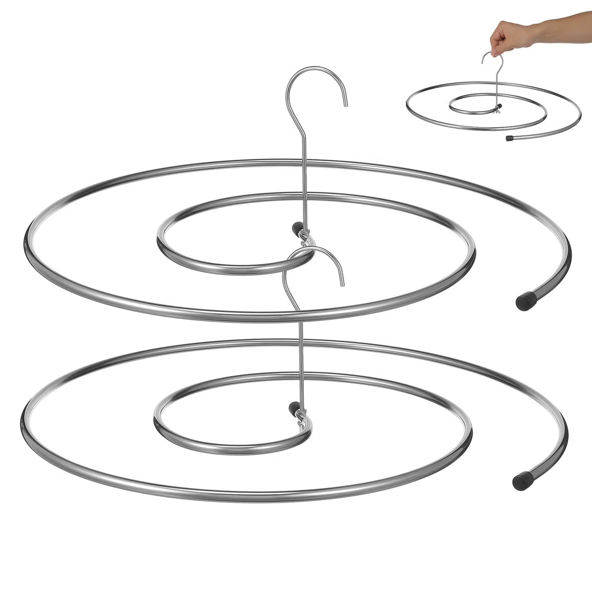 Spiral Wäscheständer Multifunktionaler Wäscheständer 2 Stück aus Edelstahl Platzsparender Kleiderbügel zum Trocknen Silberfarben für Dryer Blätter und Bettwäsche