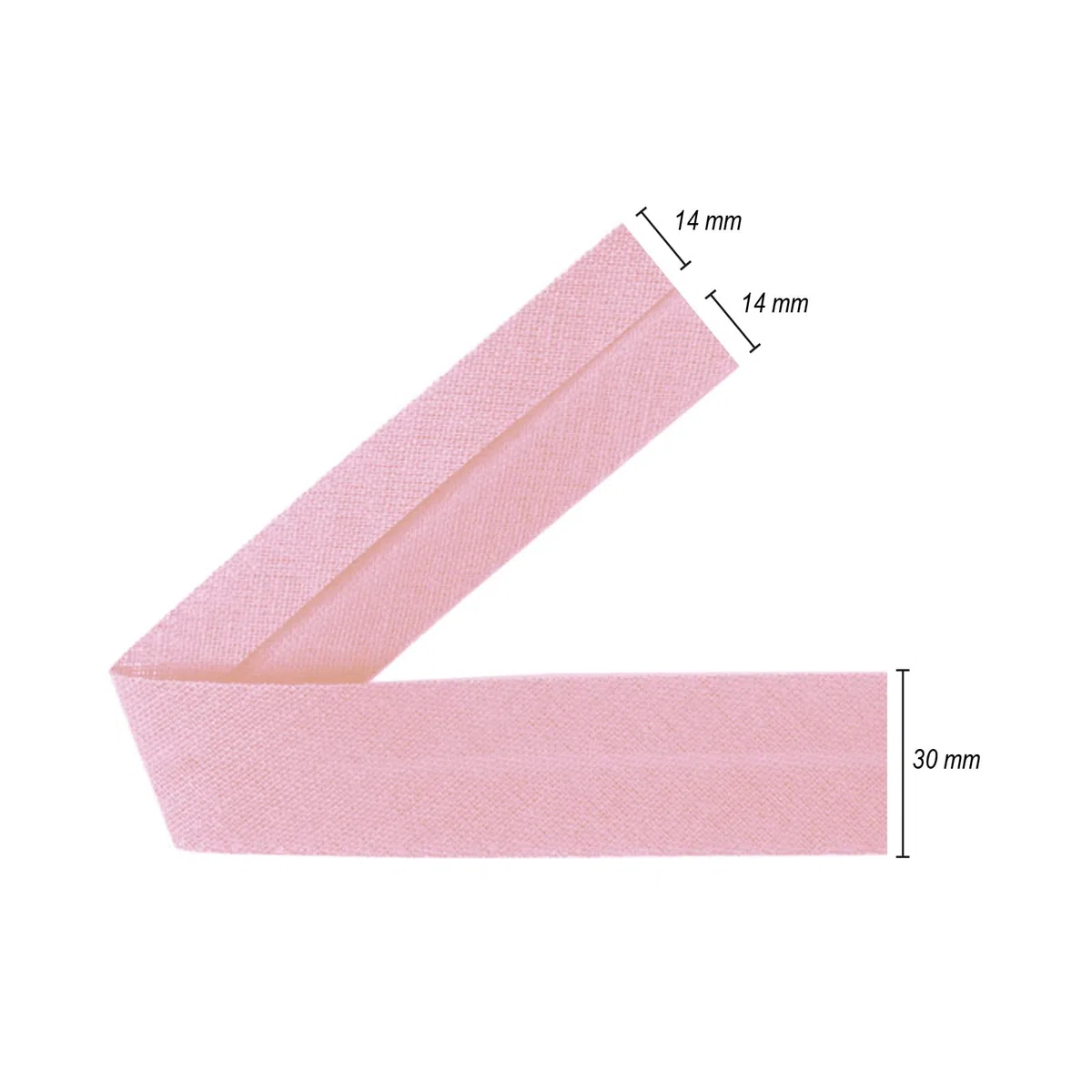 TEXTEX = 30 mm Breites Schrägband. 50% Baumwolle und 50% Polyester. Stück von 10m - (Rosa)