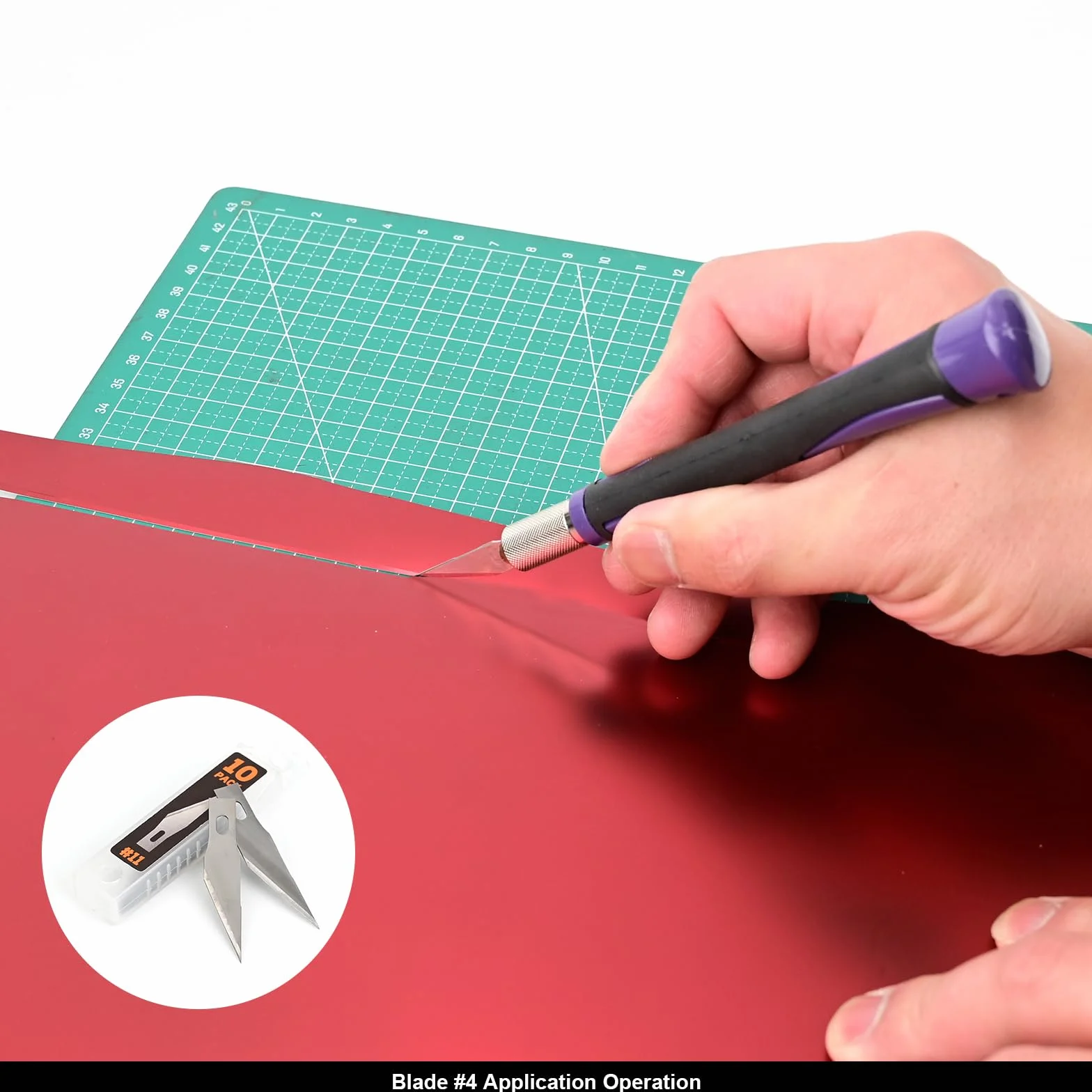 EHDIS Skalpell Basteln Set, inklusive 2 Bastelmesser mit Softgriff und 50 Ersatzklingen in 5 Formen, Hobbymesser Set für Kunst, Hobby, Sammelalbum Und Skulptur