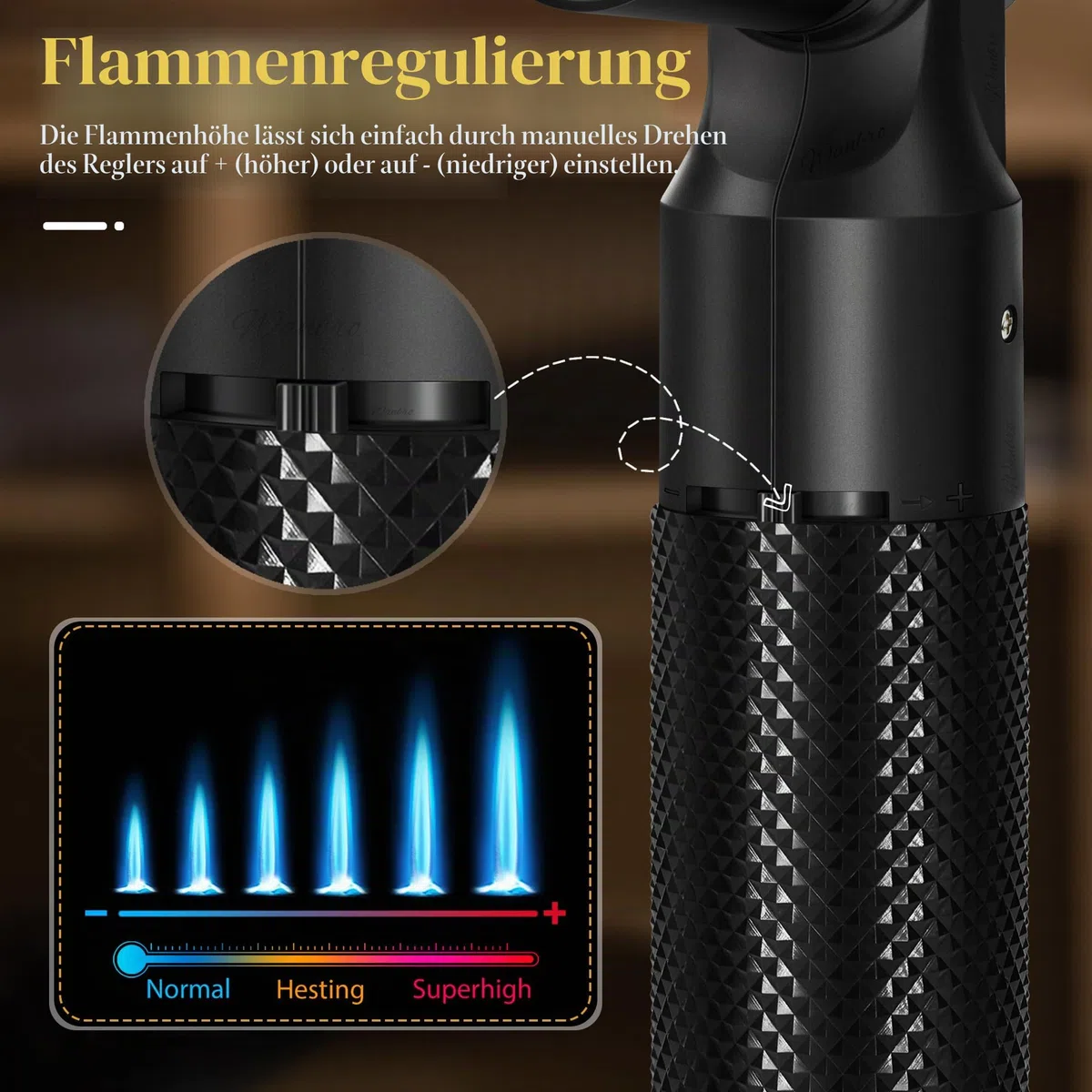 2 Stück Küchenbrenner, Flambierbrenner, verstellbare Jetflamme, Butangas nachfüllbar, winddichtes Jet feuerzeuge für Creme Brulee, BBQ, Backen, Löten (Kein Butangas)