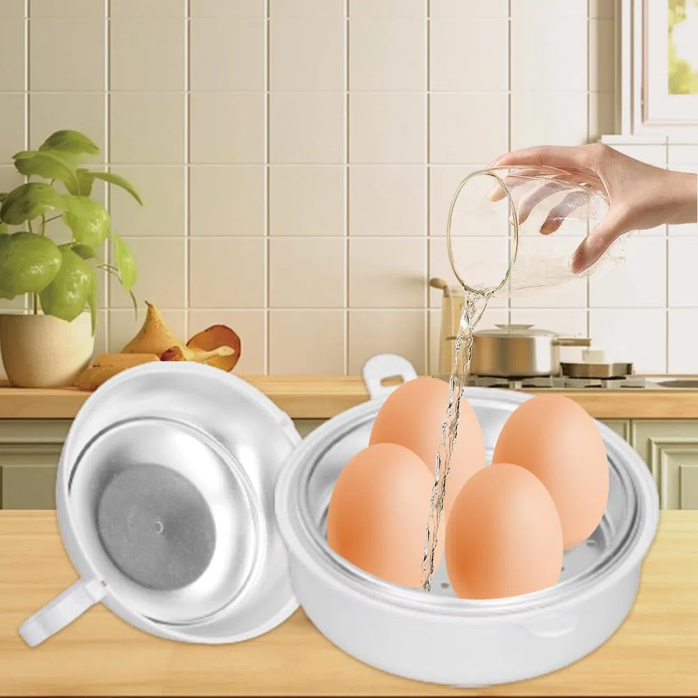 Mikrowellen Eierkocher 4 Eier, Aluminium Dampfgarer Frühstückshelfer | Mikrowellen Eierdämpfer in Hühnerform, dampft 4 Eier schnell. Küchenhelfer für einfache Frühstückseier tägliche Küchenarbeit