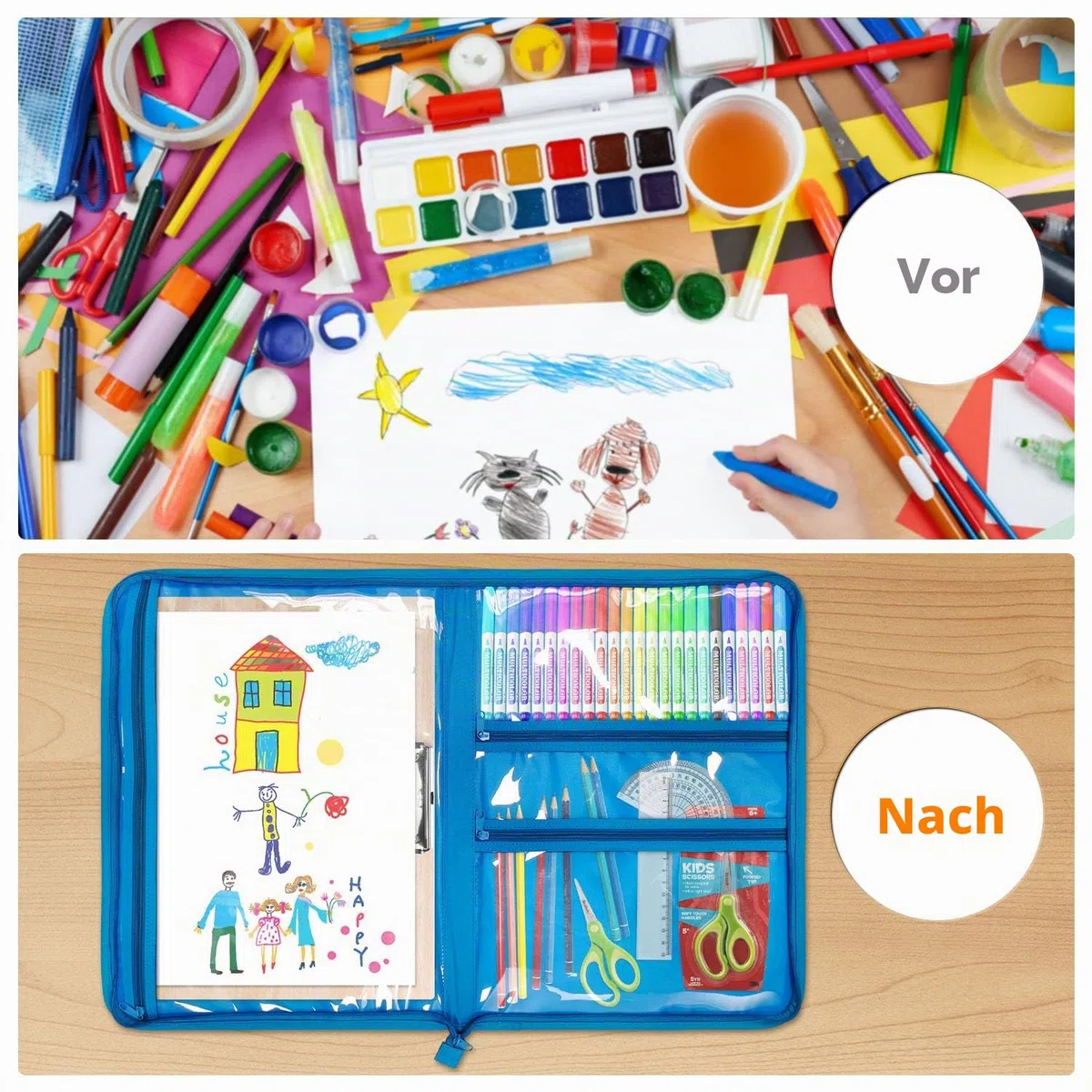 Boczif Kunst-Portfolio-Tragetasche, 45,7 x 35,6 cm, für Kinder und Studenten, Aufbewahrung von Malstiften, Kunstwerken, Skizzen und Zeichenmaterialien