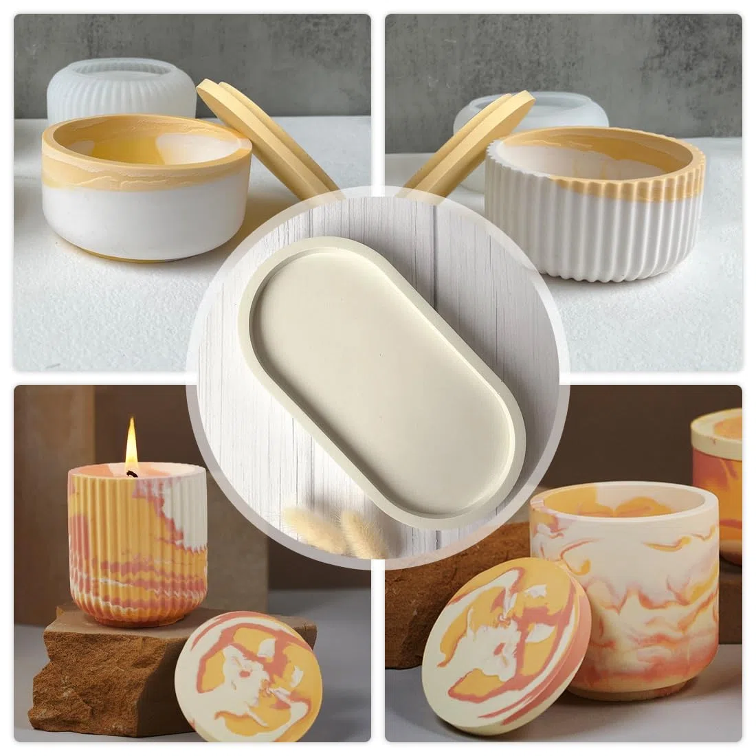 5 Stück Silikonform Vase, 4+1 Paletten, Silikon Gießformen mit Deckel, DIY Vase Resin Formen, Silikonblumentopf zur Vasenherstellung