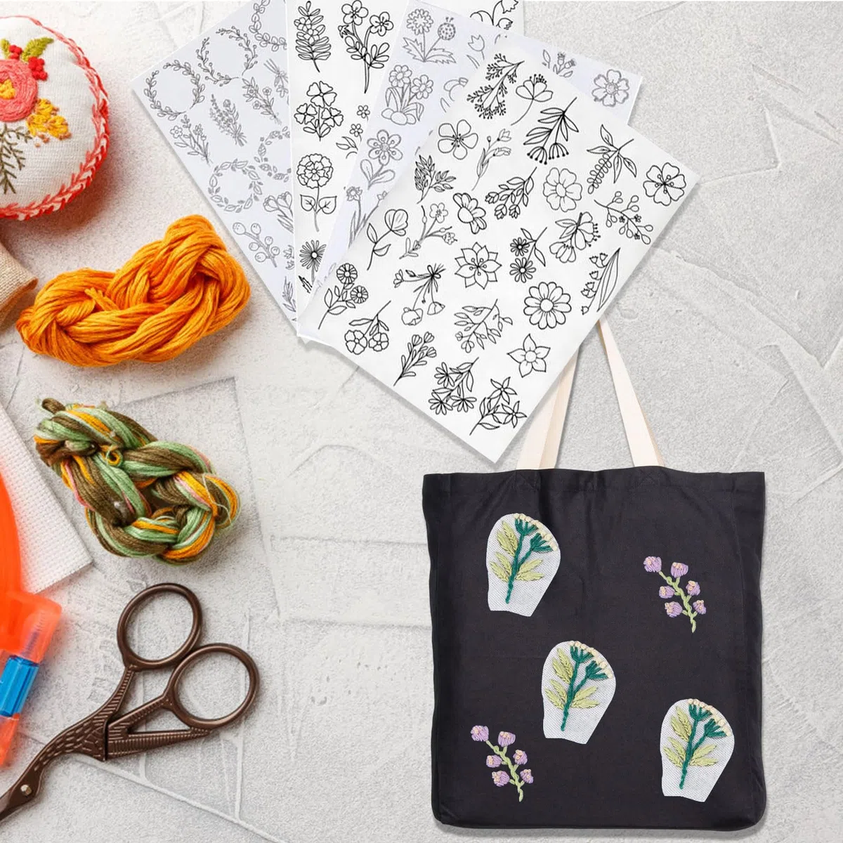 100 Stück Stickvorlagen, Stickvorlagen Wasserlöslich Sticken Vorlagen Stickvlies Wasserlöslich Vorlagen Stabilisatoren zum Handnähen, Sticken für DIY Projekte, Kleidung & Taschen Personalisieren (01)