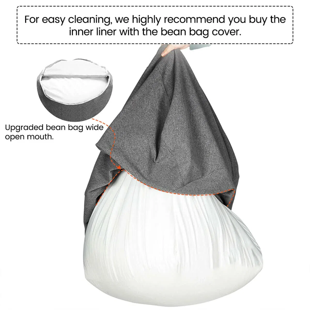 Innenbezug für Sitzsack Sitzsackbezug Ohne Füllung Bezug Für Sitz Lazy Sofa Faules Sofa Mit Reißverschluss Einfache Reinigung Sitzsackhülle Ersatzbezug Keine Füllung (100 * 120CM 2PCS)