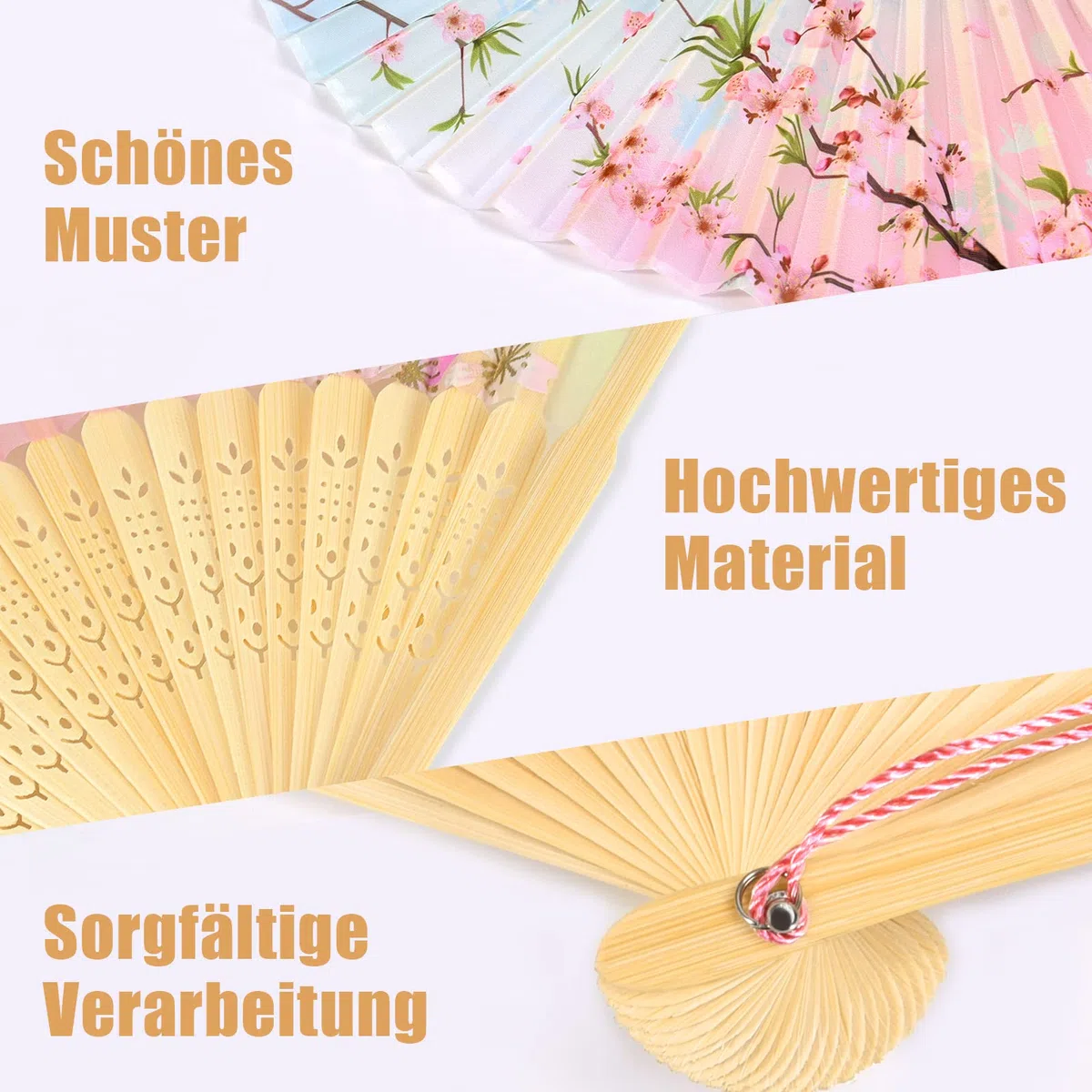 WEARXI Fächer Hochzeit – 4pack Handfächer, Fecher Sommer Hochzeit, Hand Fan Asiatische Deko für Geburttag, Party, Wedding, Fotografie, Wand Dekoration
