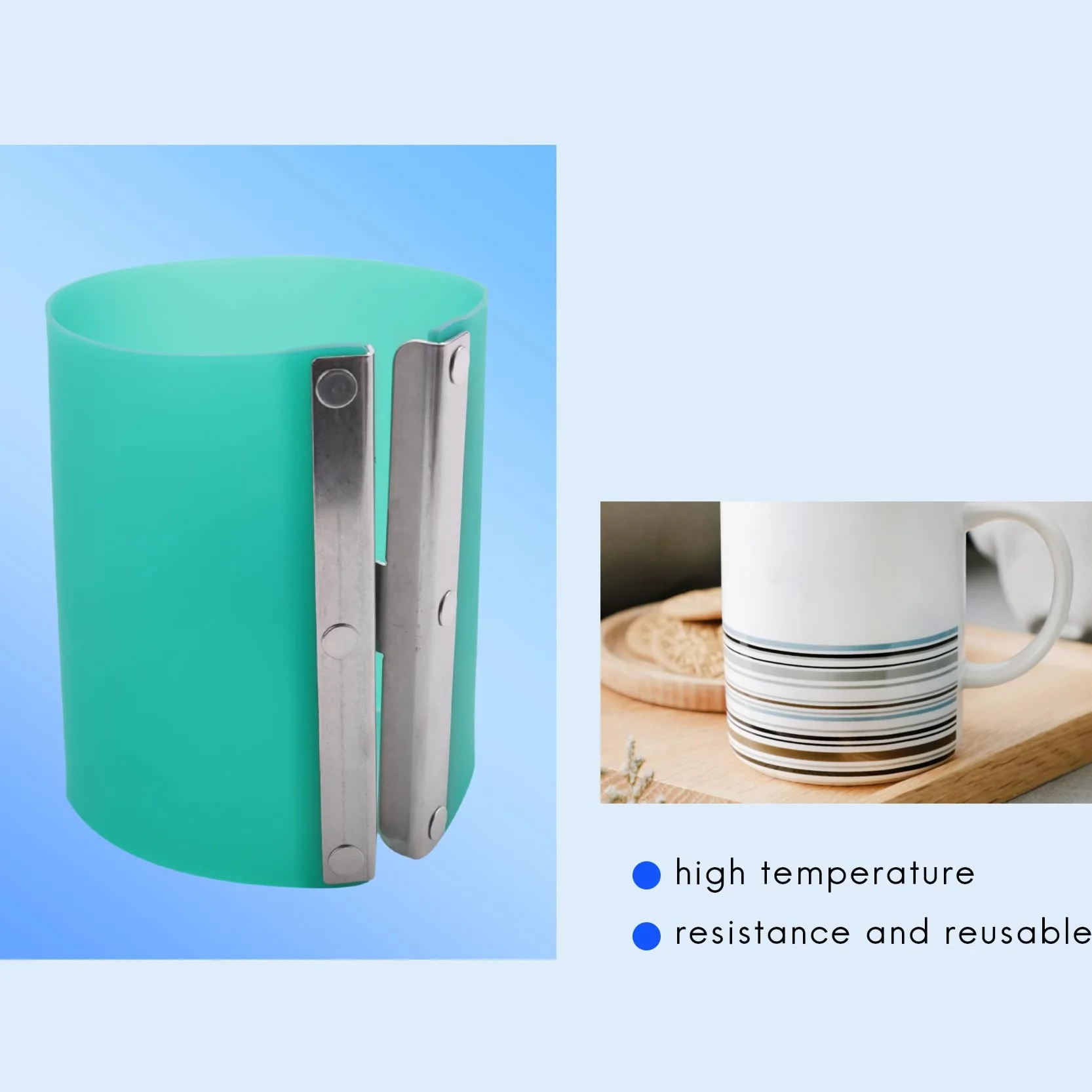 Jevina 4 Stück Silikon Becher Wrap für 11OZ Sublimationsbecher, Hitzebeständig, Wiederverwendbar, Sublimation Rohlinge, Silikon Form Sublimationsfolie Mug Wrap für Sublimationstassen
