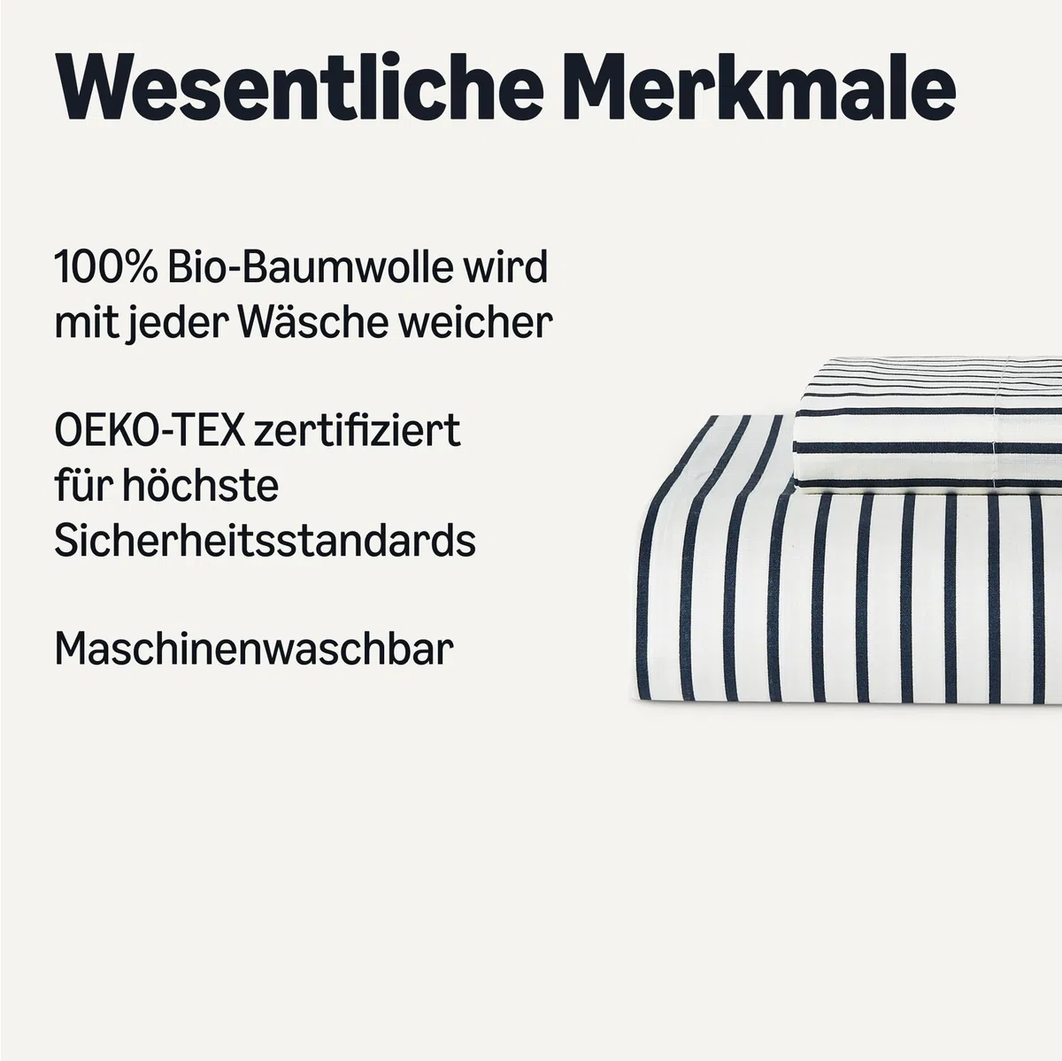 Amazon Basics Kinderbettwäsche 100x135 2teilig 100% Bio Baumwolle Wendbar, Bettdeckenbezug 100x135 cm & Kissenbezug 40x60 cm, für Baby, Marineblau Gestreift