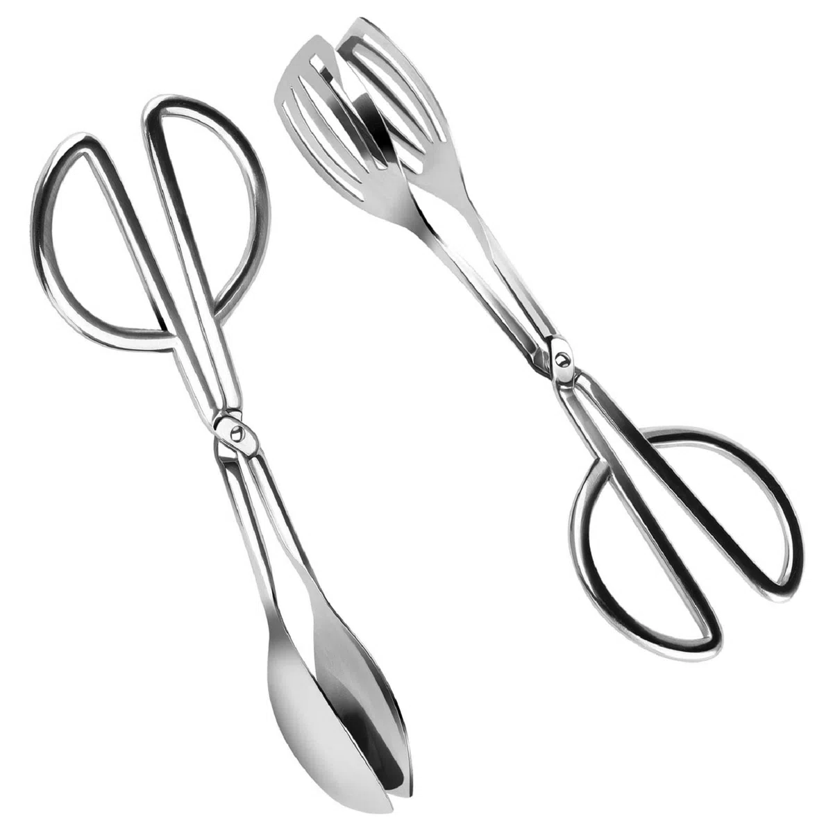 Drado 2 Stück Edelstahl Gebäckzange, Salatzange, Küchenzangen, Essen Zange für Salate/Brot/Kuchen/Buffets/Barbecue