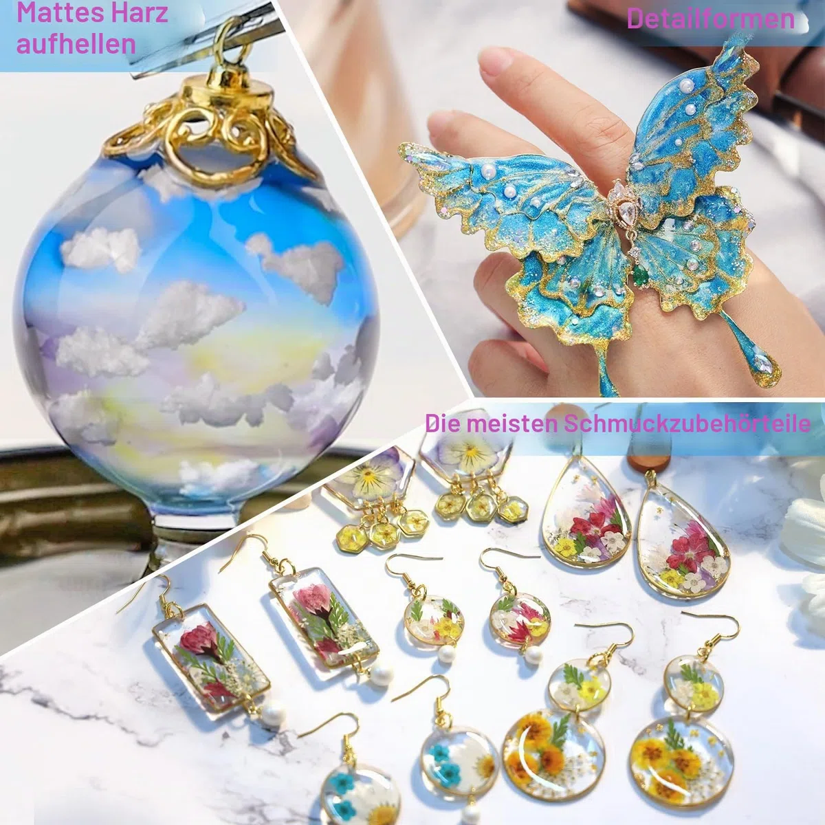 LET'S RESIN UV Resin 300g, Kristallklares UV Harz Set für Schmuck, Kunsthandwerk