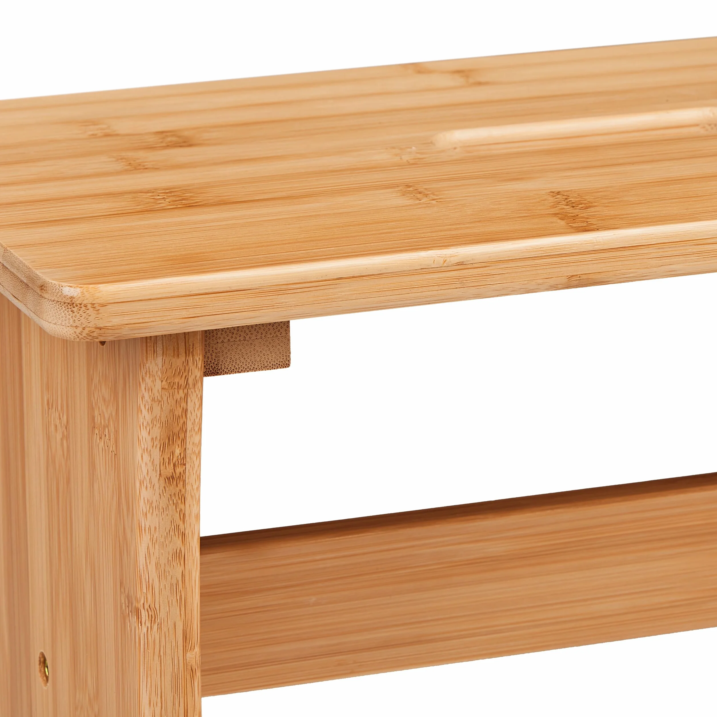 Relaxdays Hocker Bambus, Fußbänkchen, mit Griffaussparung, HBT: 20,5 x 40 x 22 cm, Kleiner Fußhocker, Schemel, Natur