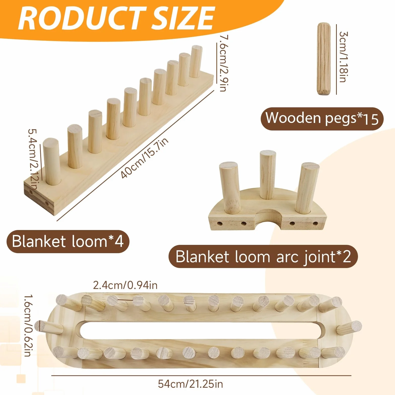 Holz Strickrahmen für Chunky Wolle, 160cm Strickmaschine für Decke Stircken Langer Strickwebstuhl Chunky Garn Stricken Loom Kit für DIY Decken Überwürfe, Garnwebsets Handstrickwerkzeuge Für Anfänger
