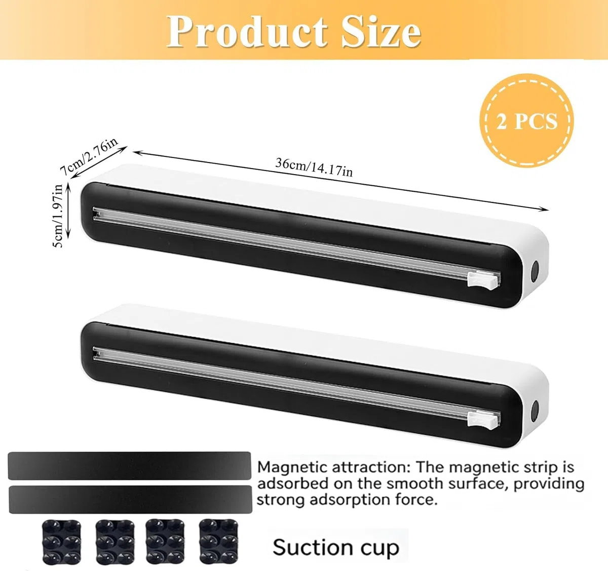Frischhaltefolienspender mit Cutter - Magnetisch & Klebe, ohne Bohren, Folienschneider für Frischhaltefolie & Alufolie, Alufolienspender Schublade Für Küche (2 Stück)
