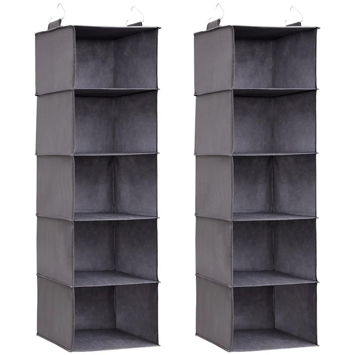 Lifewit Hängeregal, Schrank Organizer, Hängesystem Kleiderschrank, Hängeaufbewahrung aus Stoff, Ordnungssystem Kleiderschrank, Faltbar und Platzsparend mit Metallhaken, 2 Stück, Grau