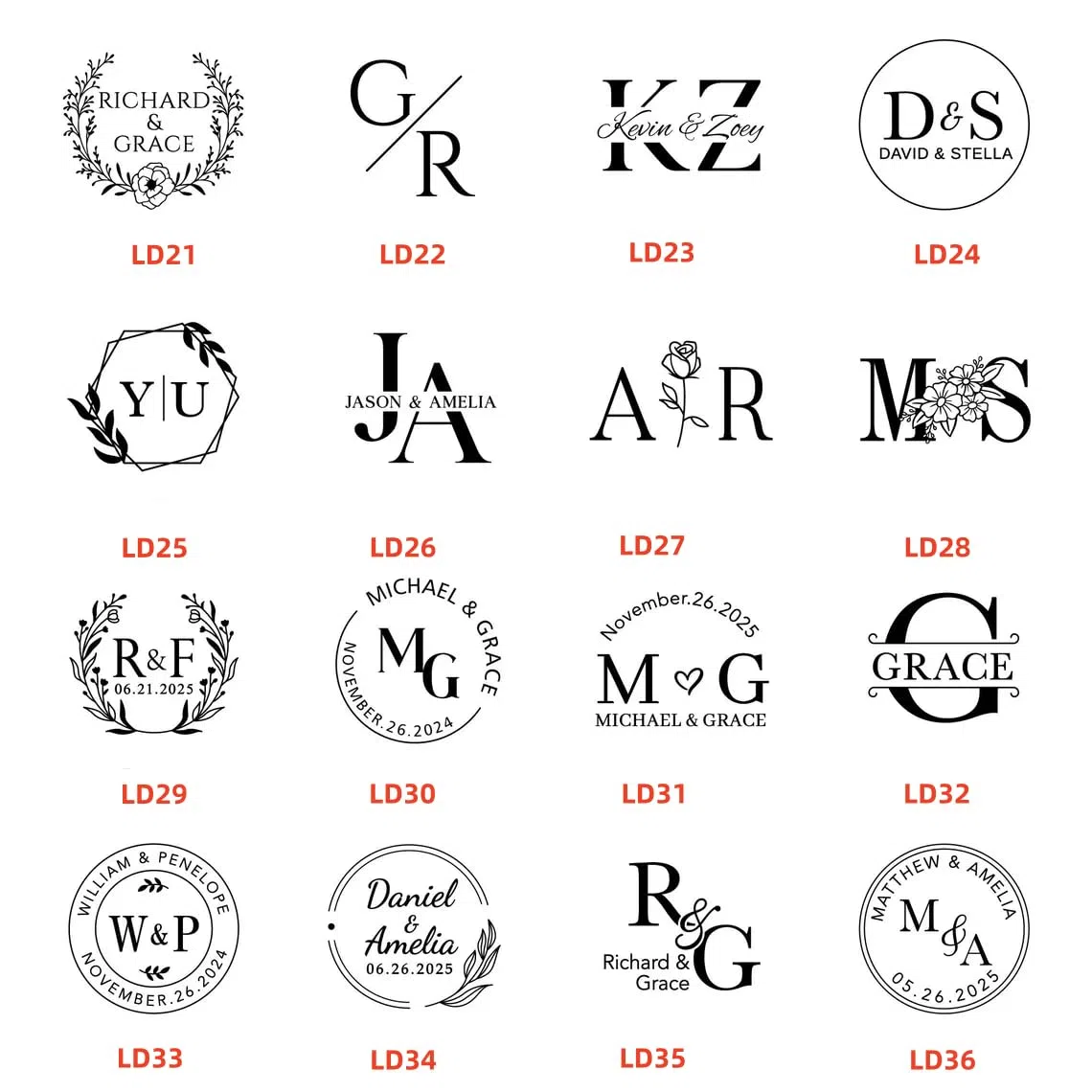 Personalisierter Hochzeits-Prägestempel – Initialen-Präge-, Umschlag- und Einladungspräger, individueller Logo-Stempel