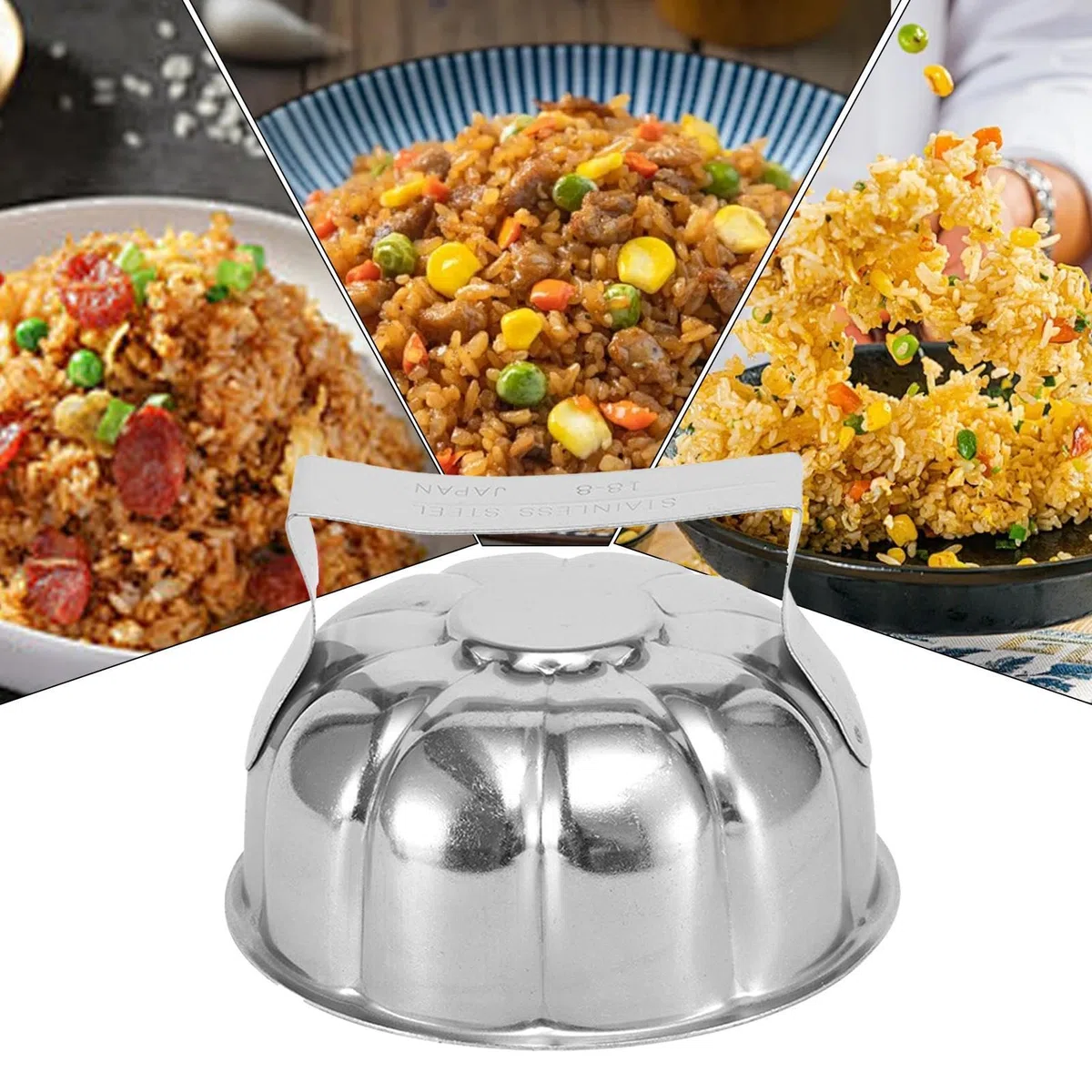 Generisch Stainless Steel Rice Mold, Fried Rice Shaper, Versatile Cooking Utensils 4.13x2.95in, Authentic & Easy to Use, Practical Shaping Mold for Restaurant, Family Gathering