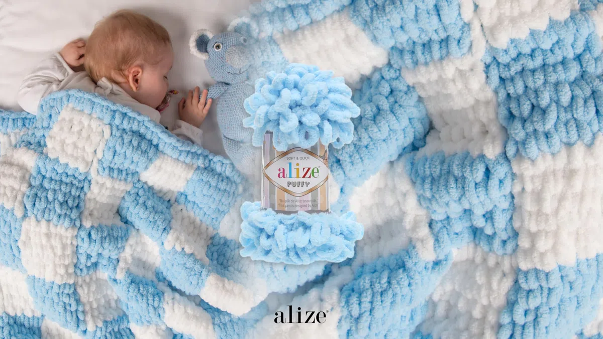 ALIZE Puffy 146 Lavender Premium Wolle 3 x 100g Bulky Schlaufengarn Fingerstrickgarn kuschelweich für Decken, Kissen und Accessoires Stricken ohne Nadeln mit mySearose Label